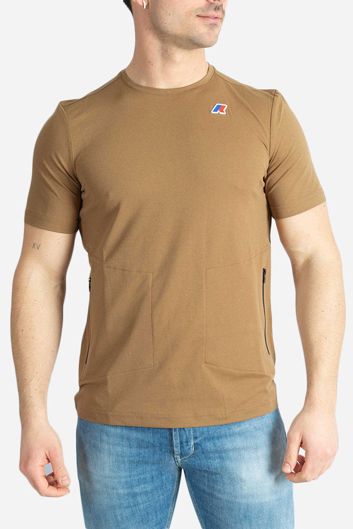 T-shirt Seril Travel in tessuto tecnico brown corda
