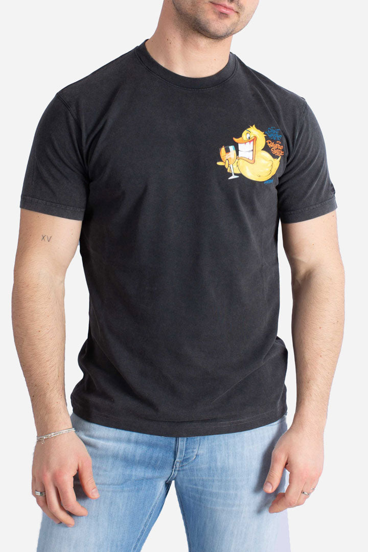 T-shirt vintage in cotone Jack con stampa Ducky Cryptopuppets nero