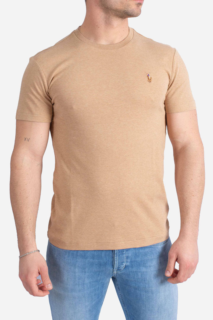 T-shirt girocollo Custom Slim-Fit camel