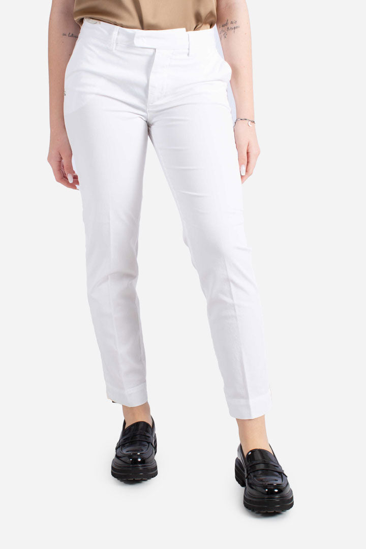 Pantalone in raso di cotone bianco