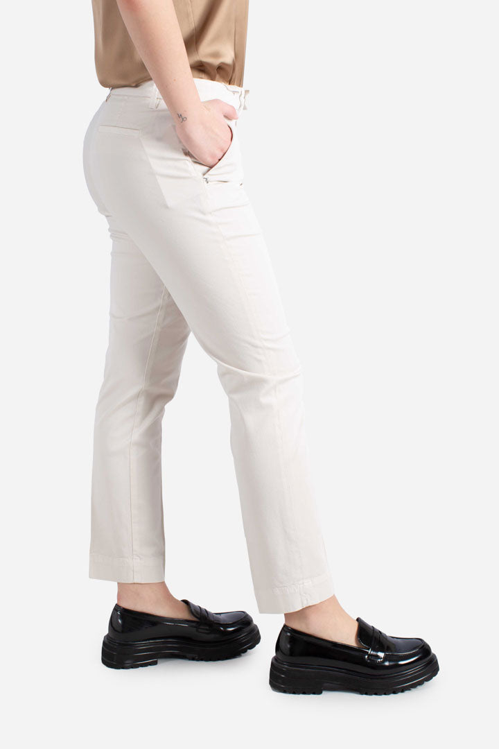 Pantalone in raso di cotone crema