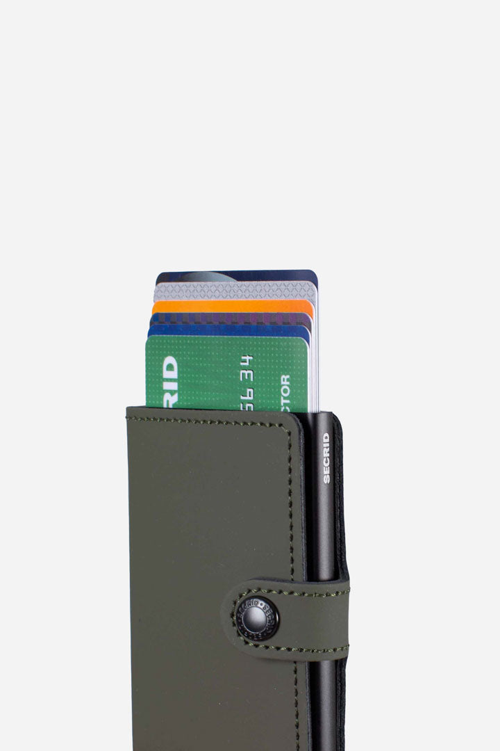 Porta carte Matte green black mini wallet
