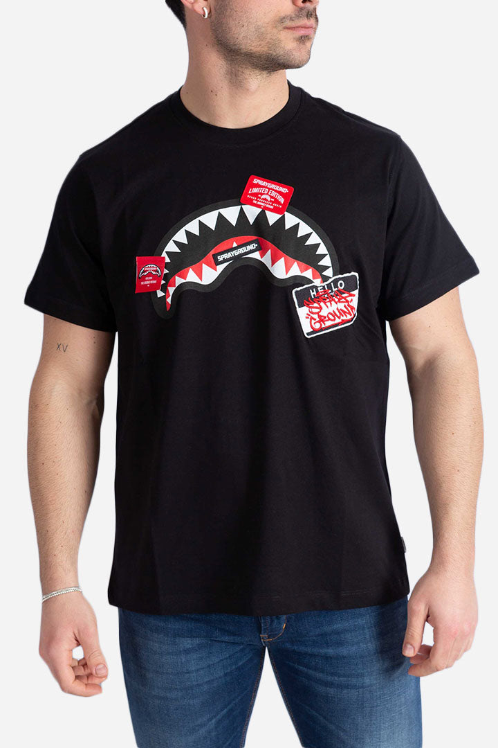 T-shirt Label shark regular fit black