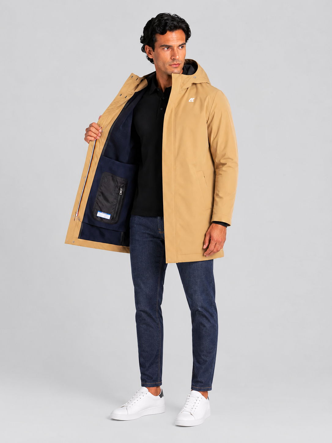 K-Way Marlyn Bonded giacca media uomo Beige Khaki – Blue Depth