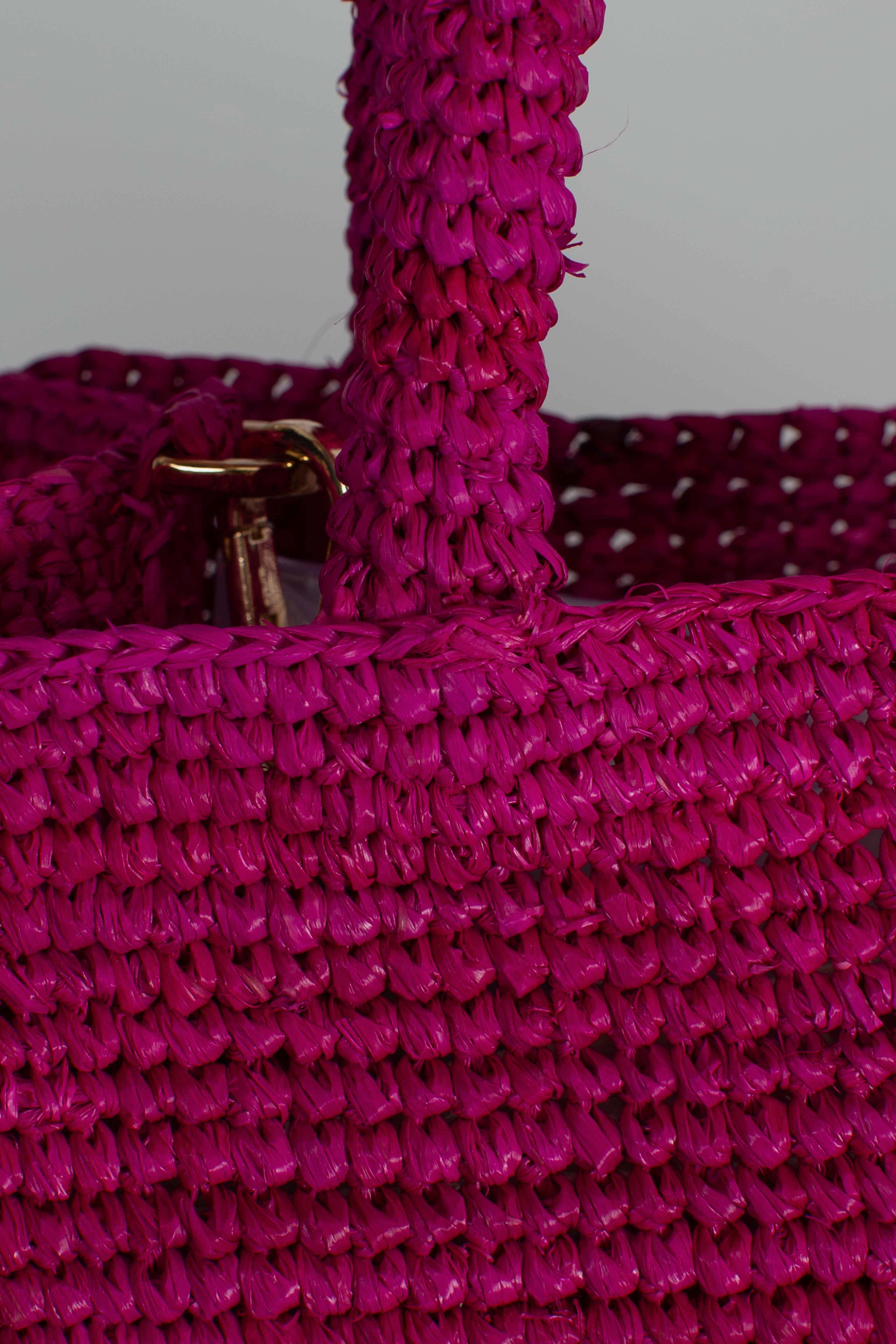 Borsa Vanity mini in raffia con frange laterali