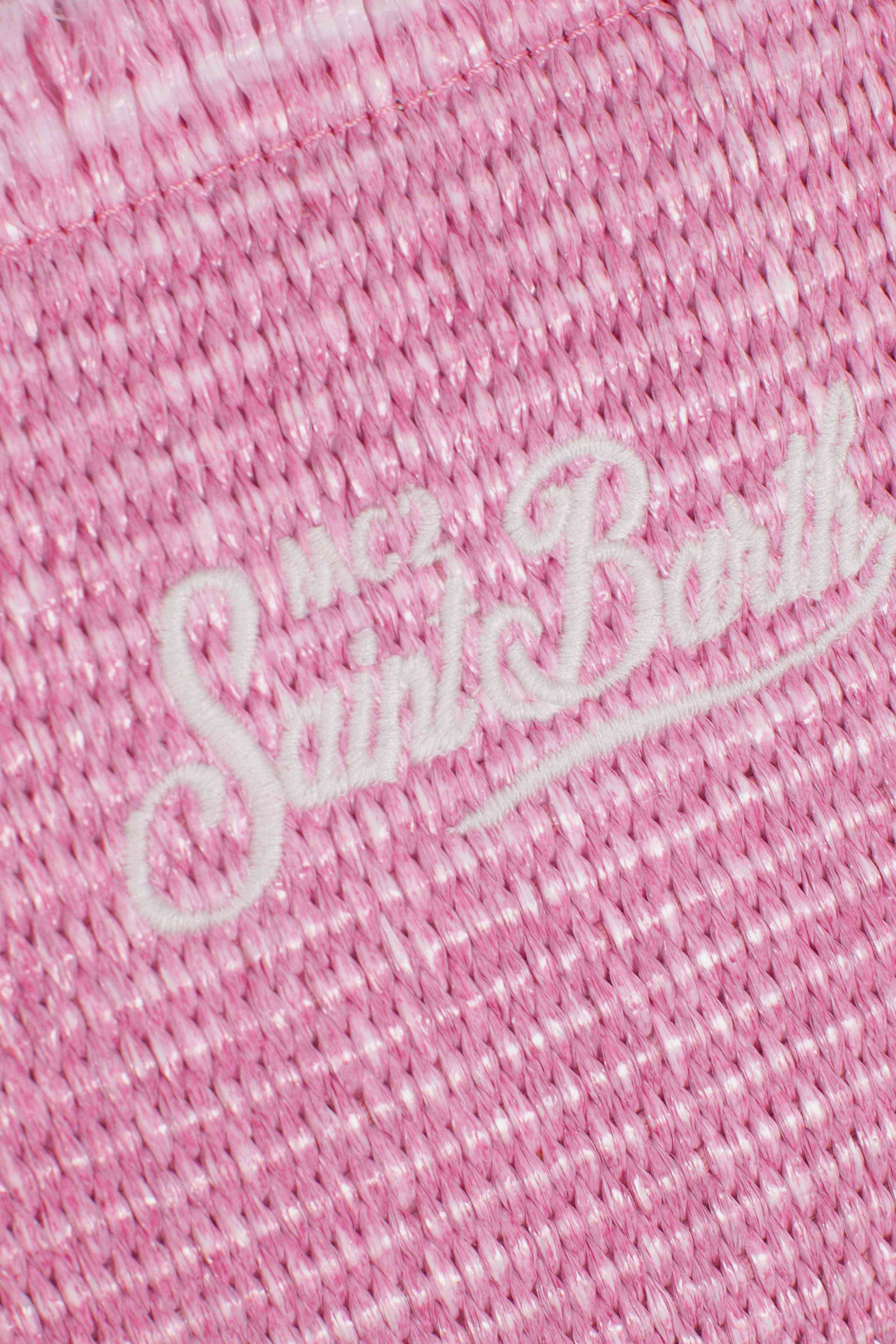Borsa Mini Vanity rosa effetto paglia
