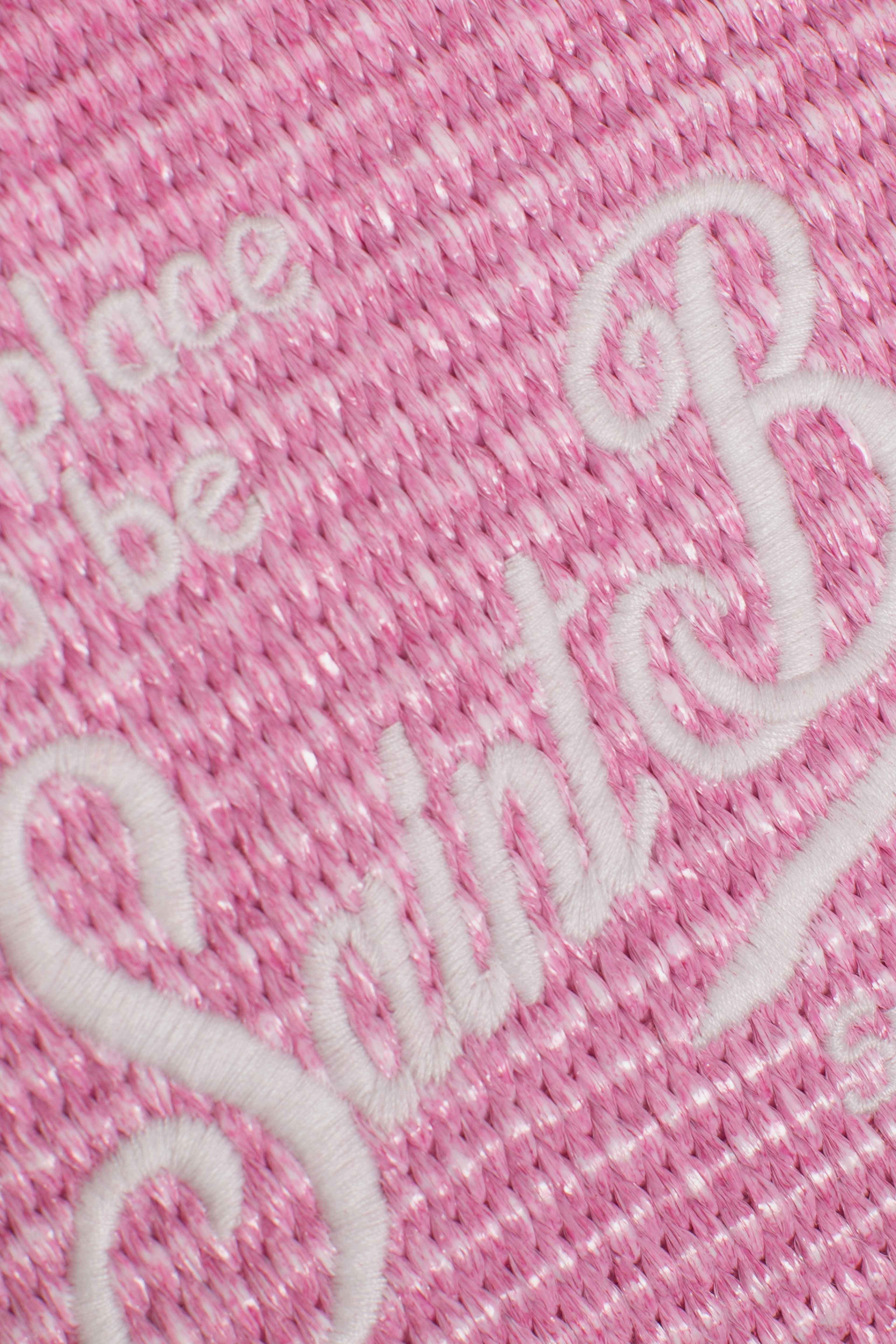 Borsa Mini Vanity rosa effetto paglia