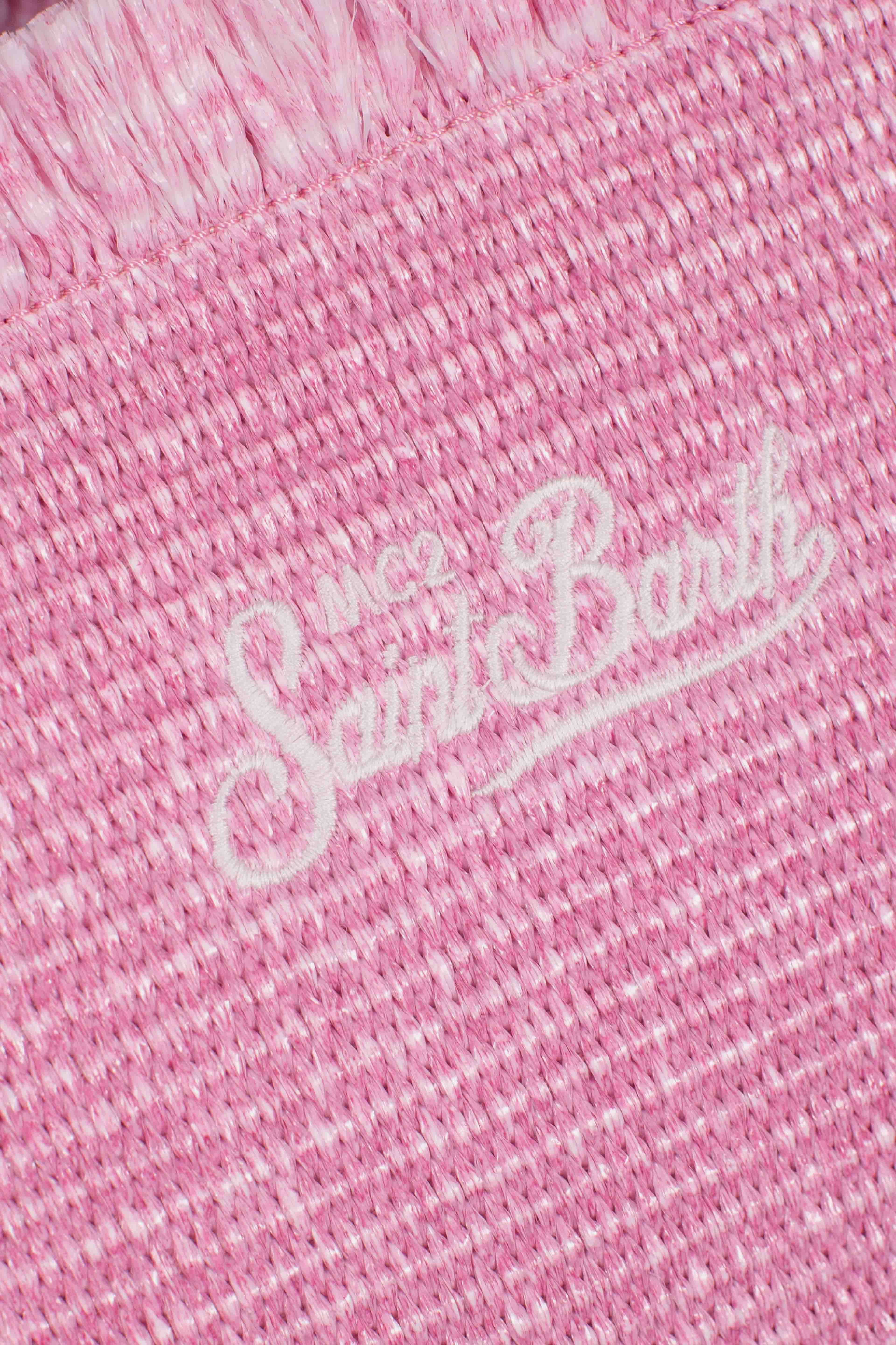 Borsa Colette effetto paglia con logo ricamato rosa