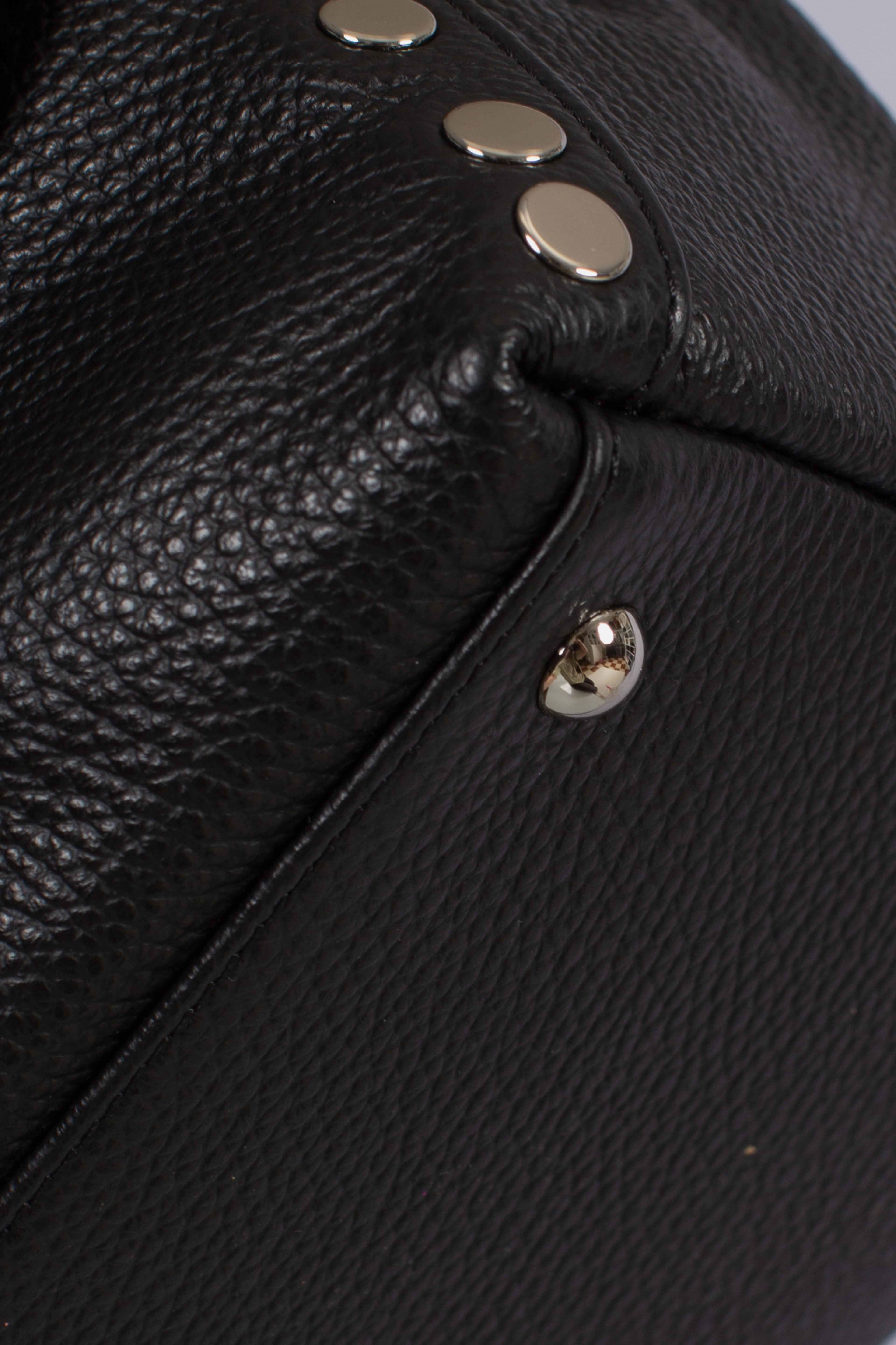 BORSA POSTINA® MEDIUM IN PELLE MARTELLATA BLACK NERO