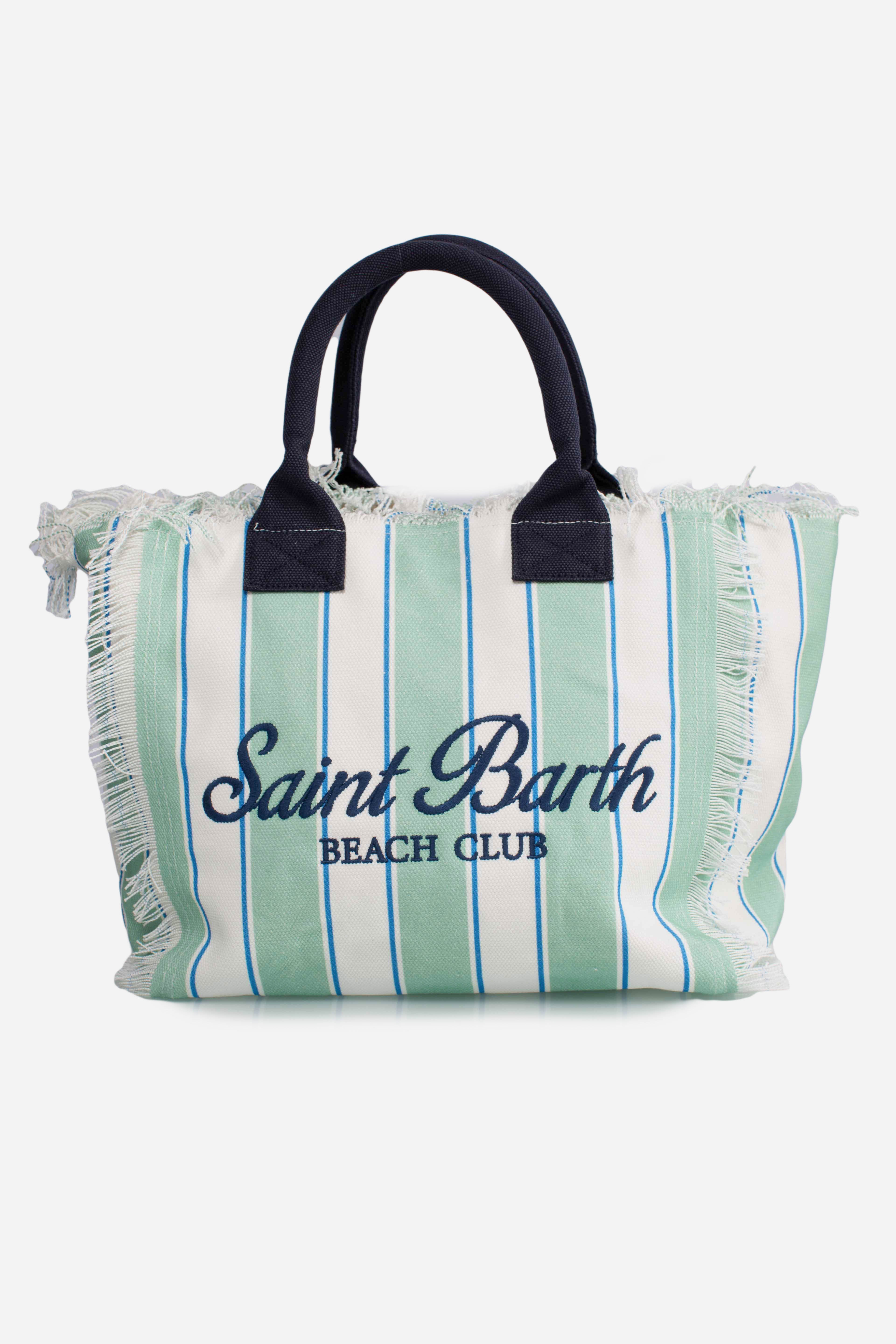 Borsa Vanity regular in canvas a righe St.Barth beach club