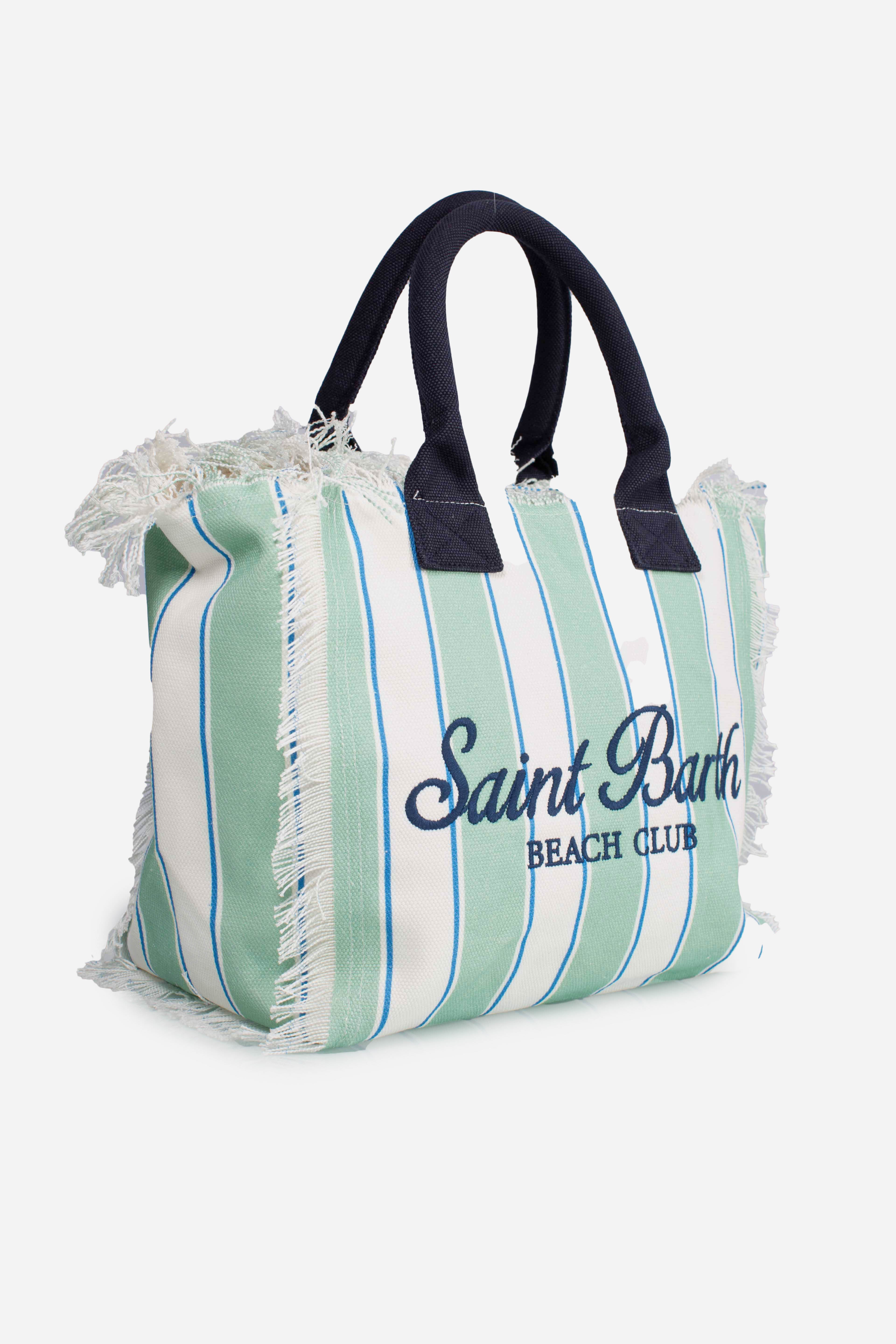 Borsa Vanity regular in canvas a righe St.Barth beach club