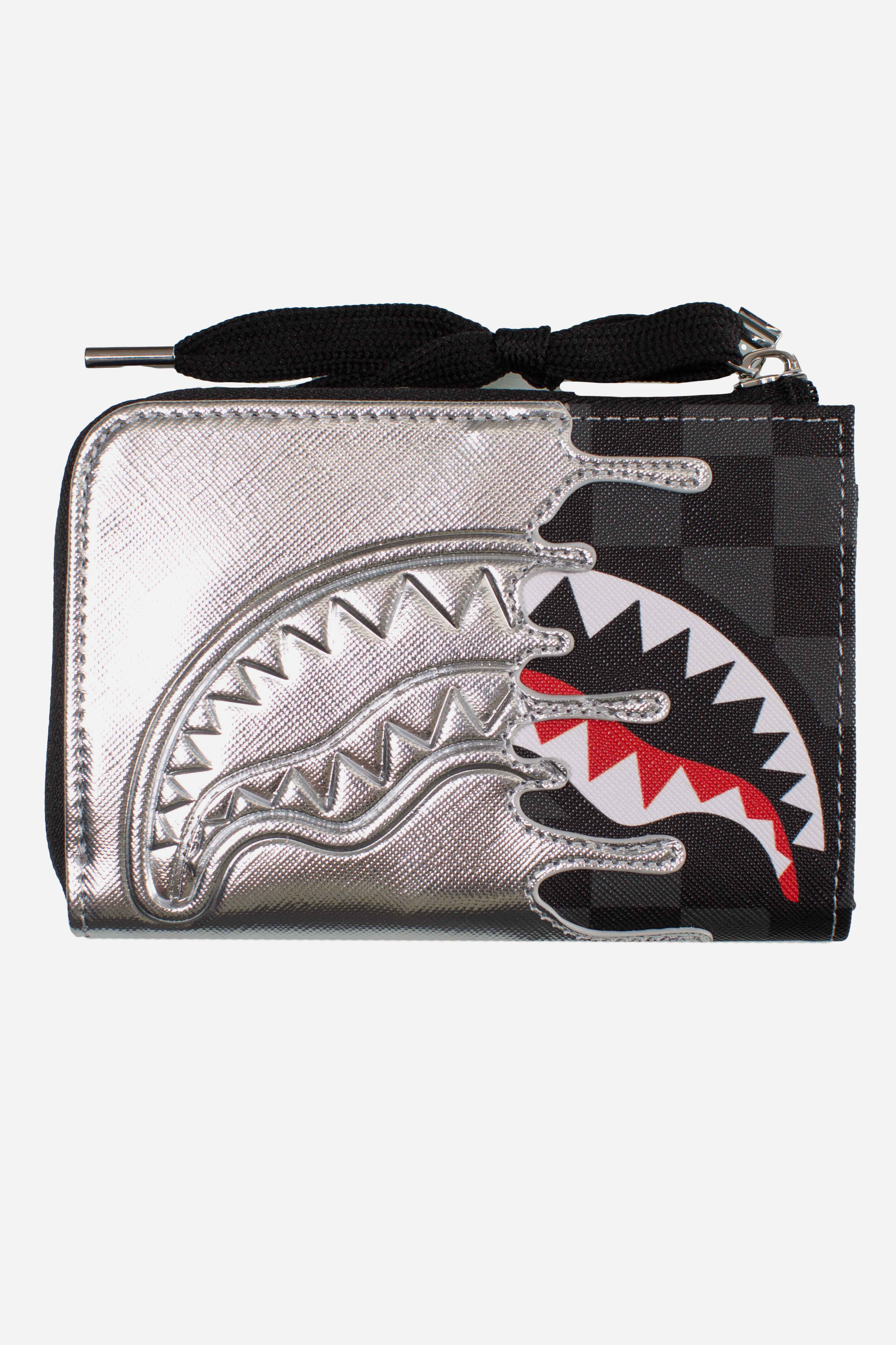 PORTACARTE SILVER SIDE DRIP BLACK CHECK WALLET