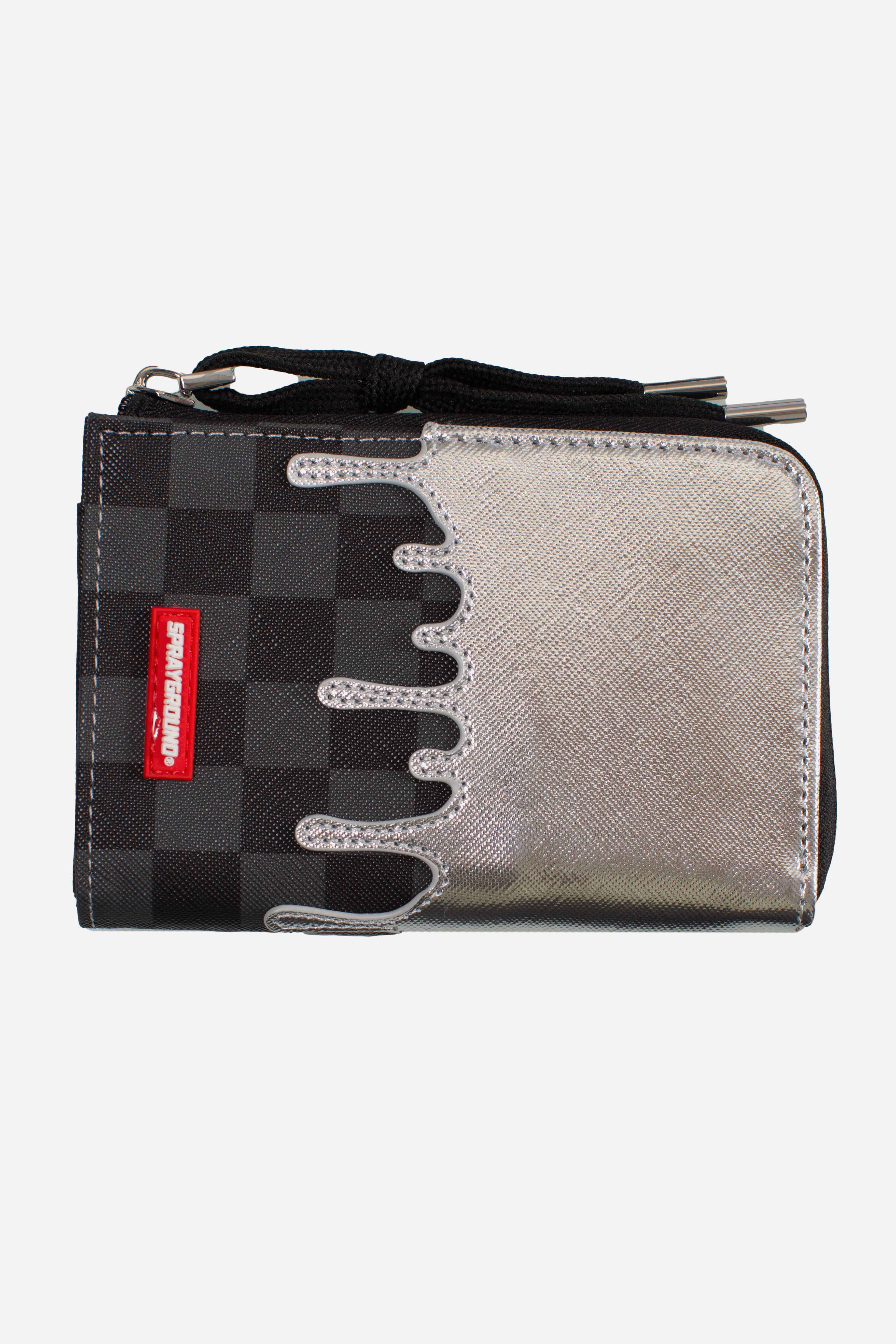 PORTACARTE SILVER SIDE DRIP BLACK CHECK WALLET