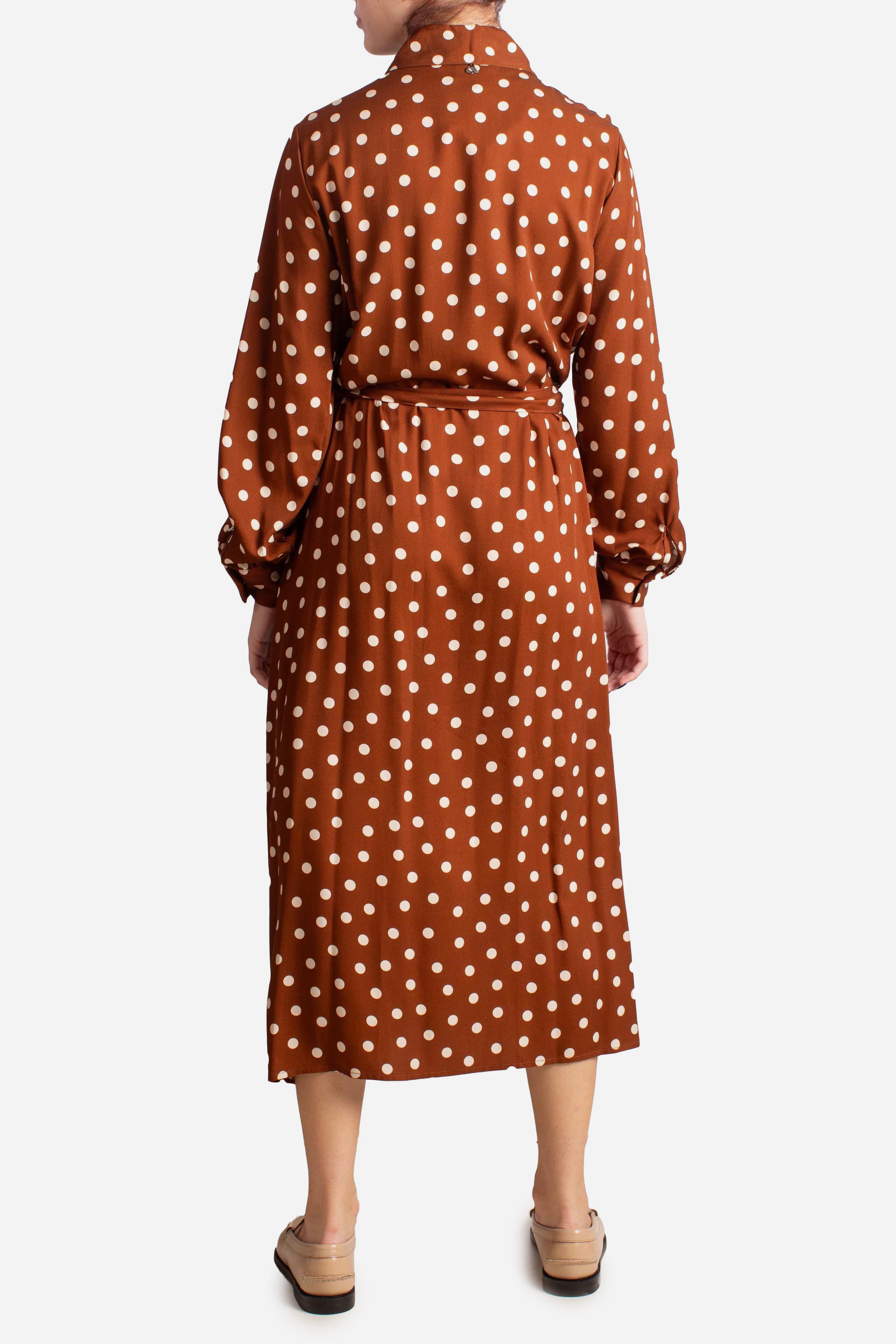 Abito midi a pois con cintura ALQHYDFA1811 DIXIE
