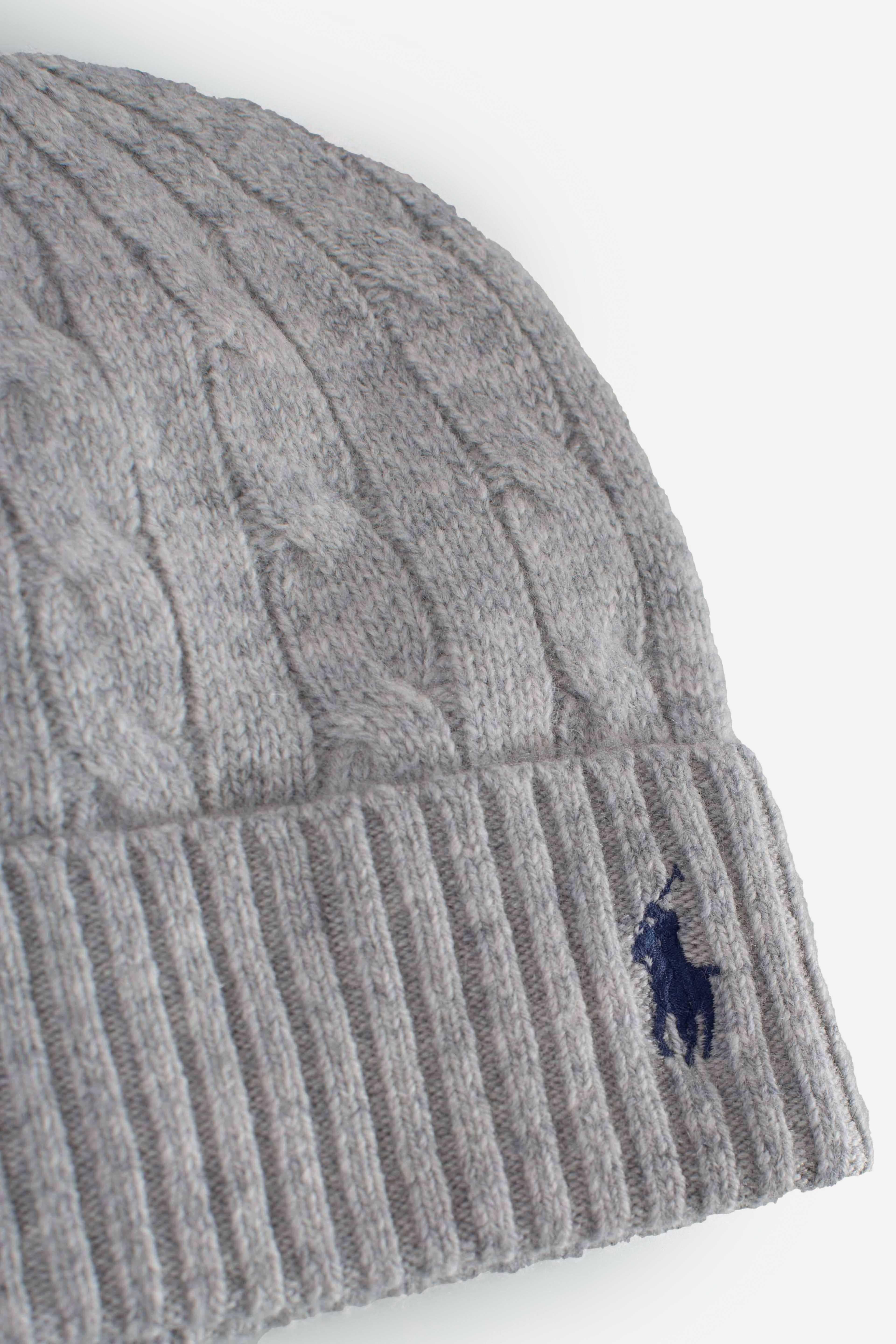 Berretto in lana e cashmere a trecce grey 455981442002 POLO RALPH LAUREN