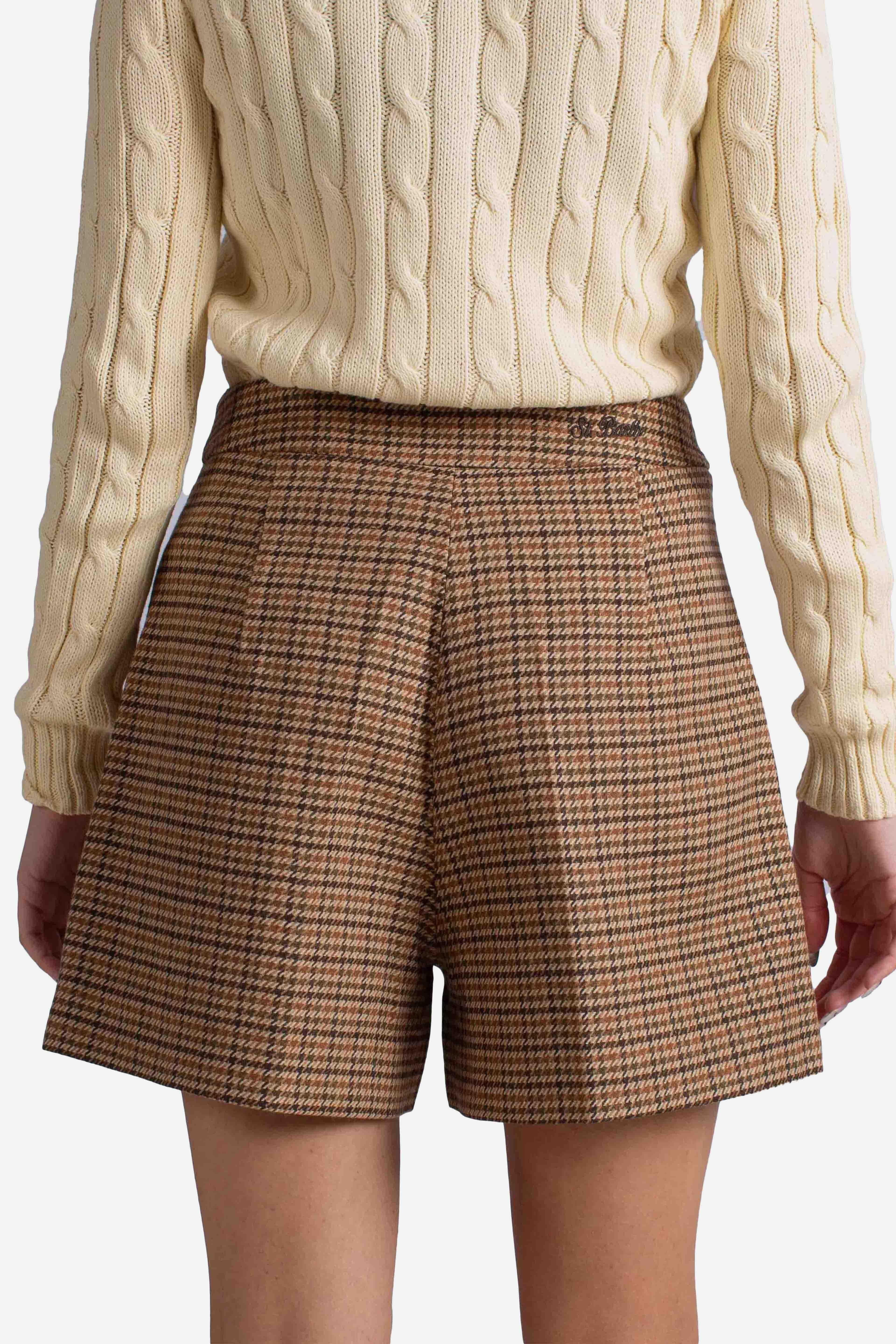 Pantaloncino Donna Fantasia Pied de Poule Marrone AYA000100205I MC2 SAINT BARTH