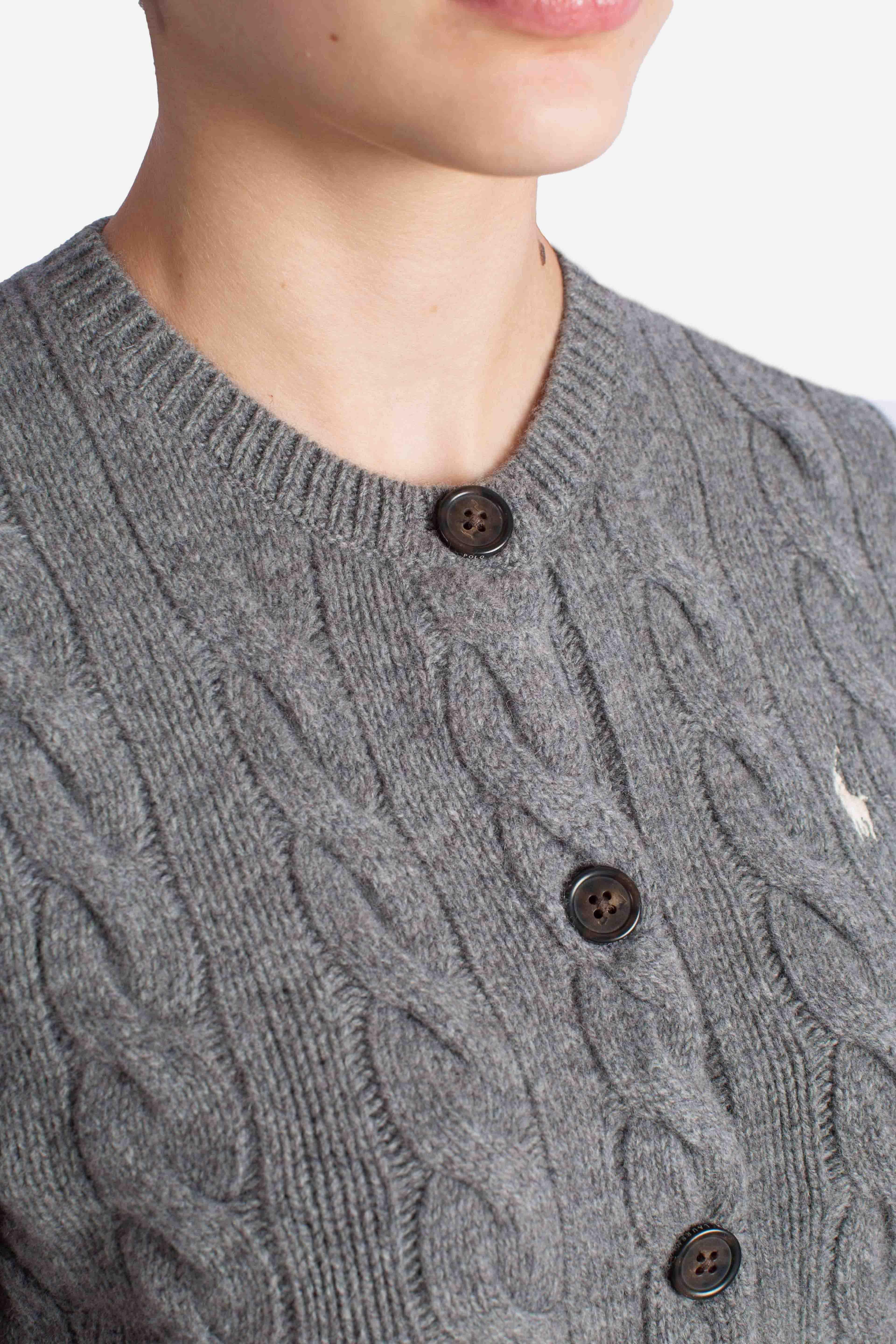 Cardigan a trecce in lana e cashmere grey 211972104500 POLO RALPH LAUREN