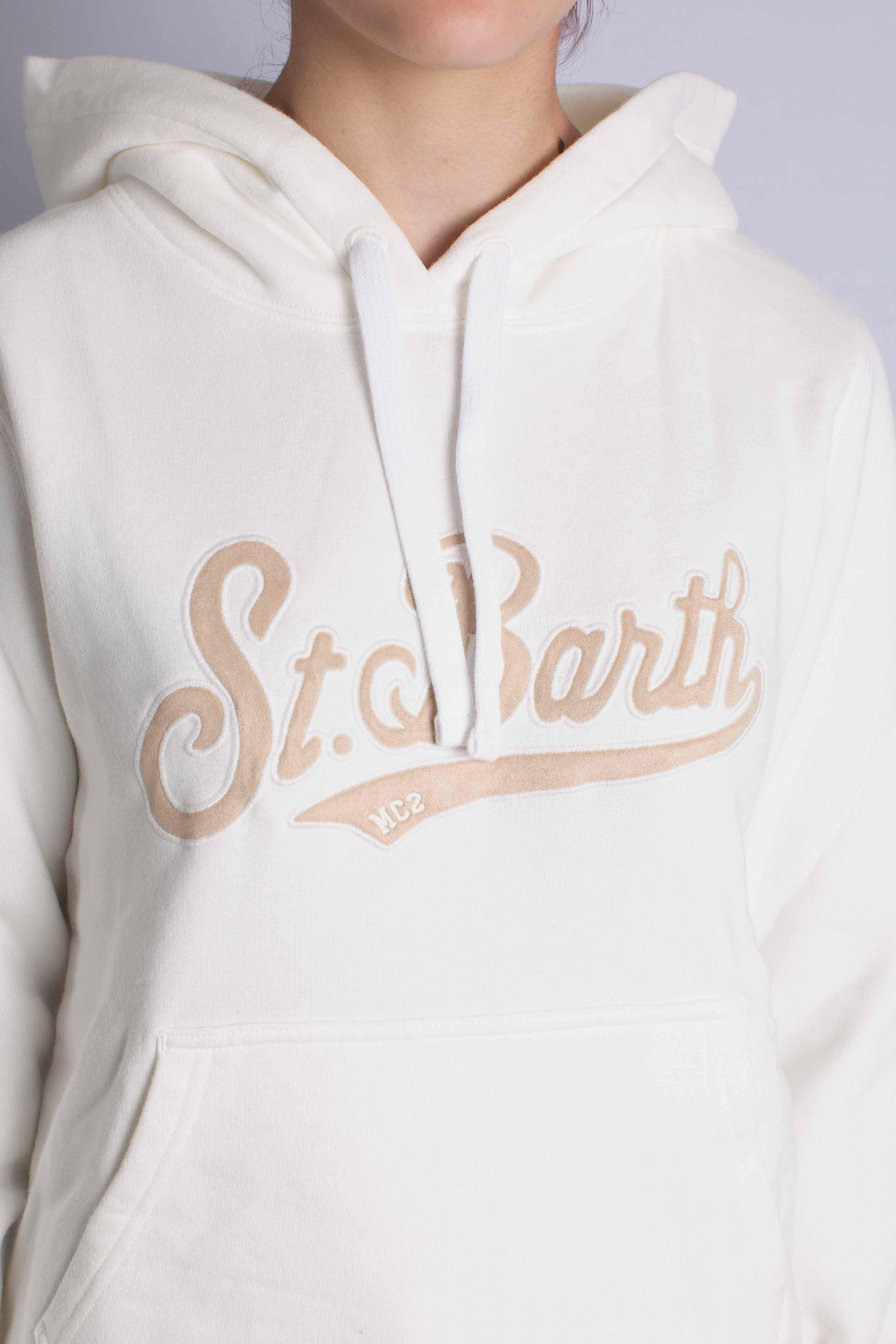 Felpa con Cappuccio white Logo St. Barth VRG000100633I MC2 SAINT BARTH