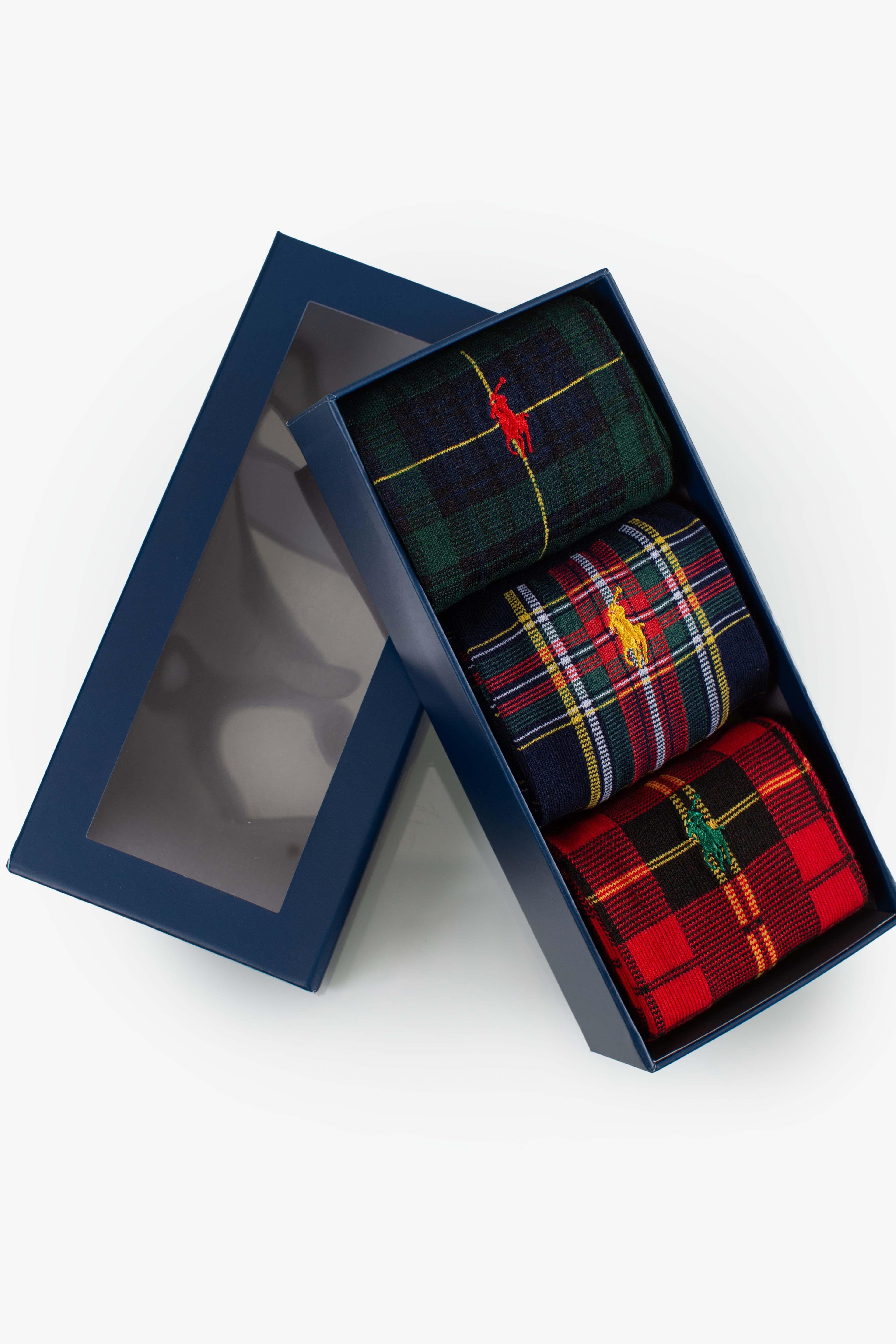 Set regalo 3 paia calze lunghe scozzesi tartan multicolor 449P04716001 POLO RALPH LAUREN