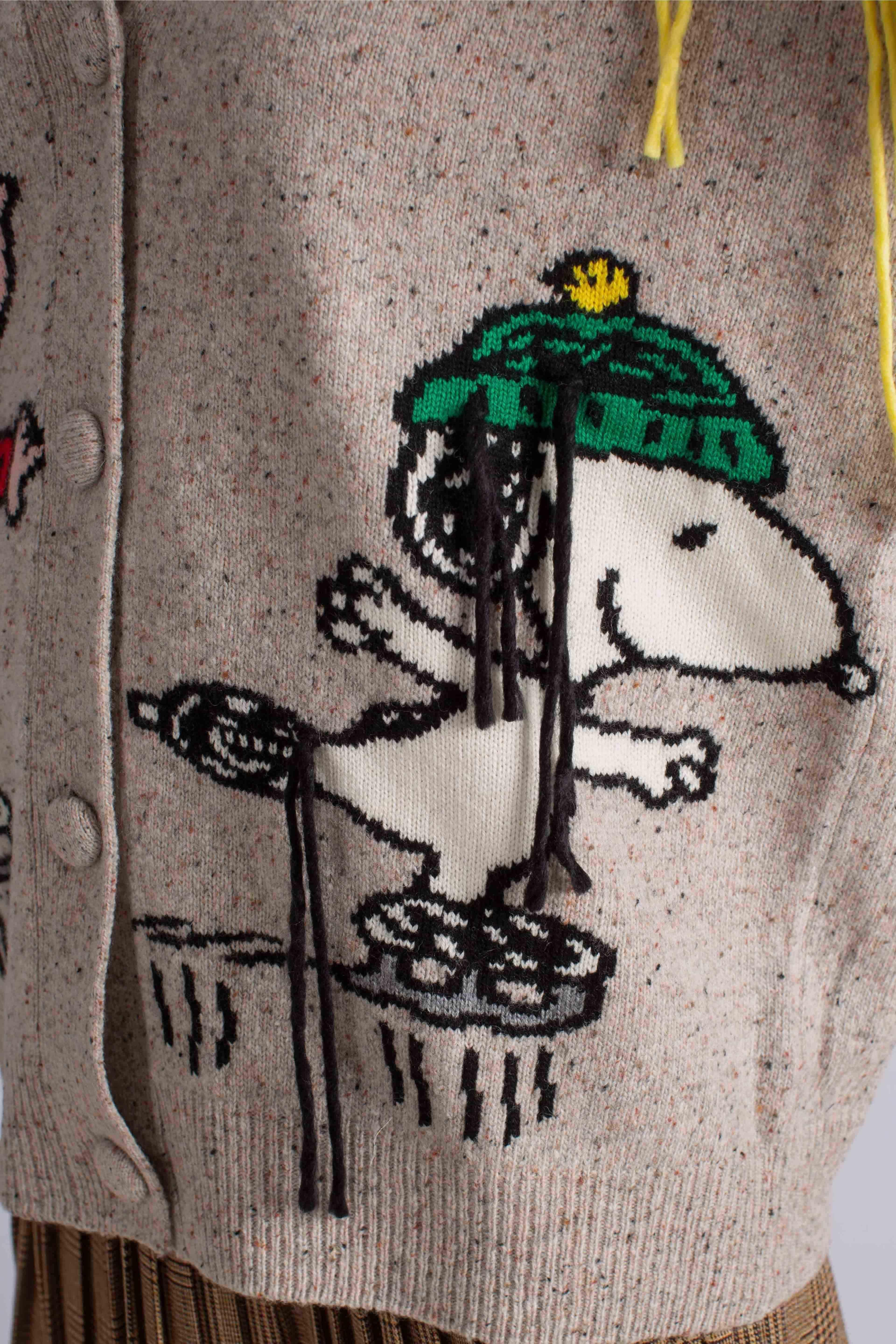 Cardigan Donna Snoopy & Lucy Skating Beige SASI00204125I MC2 SAINT BARTH