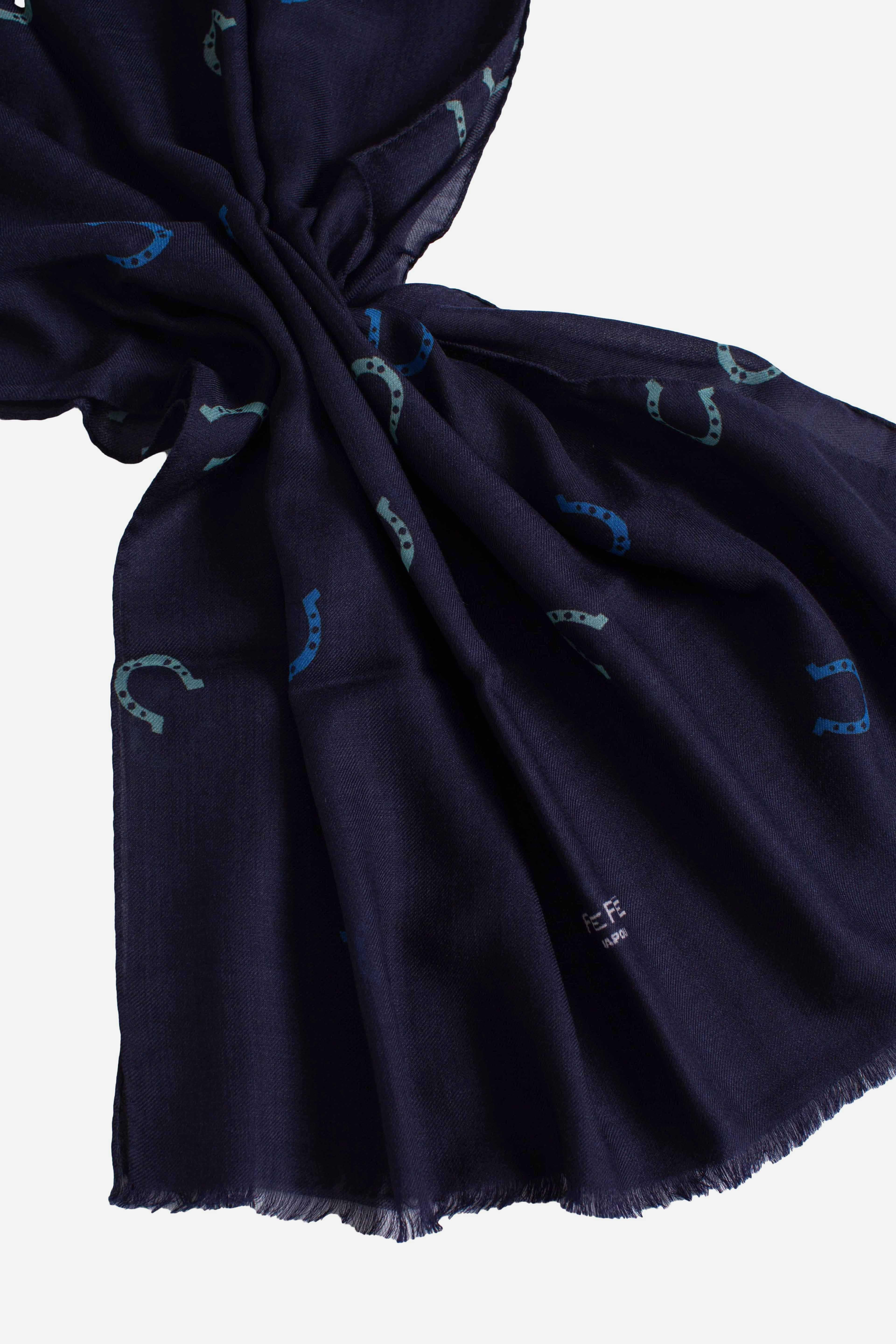 Sciarpa Unisex con stampa ferro di cavallo blu SCDNFERROC1 FEFE'