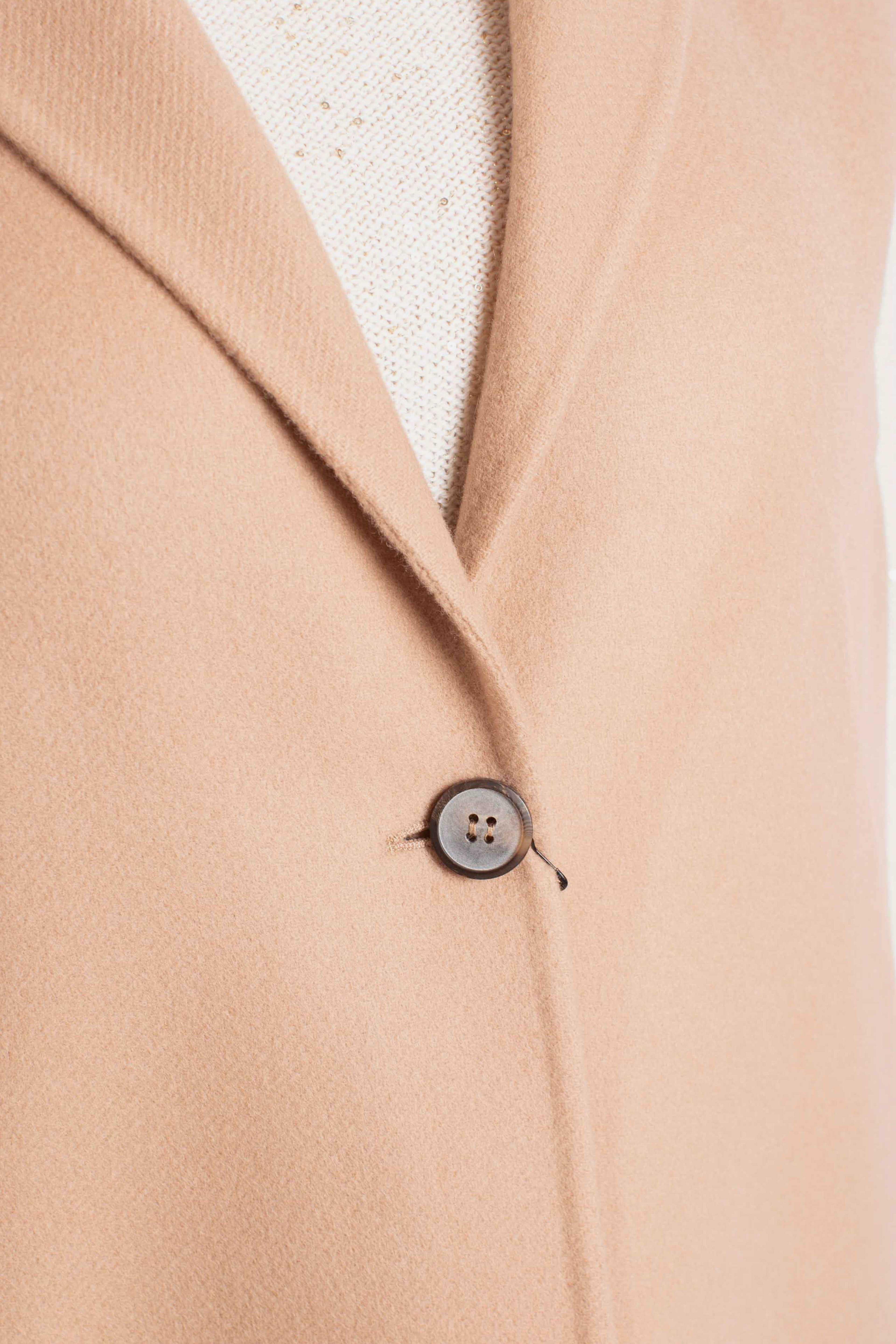Gilet Donna Gran Sasso in Lana Beige con Collo a Contrasto 7829656496130 GRAN SASSO