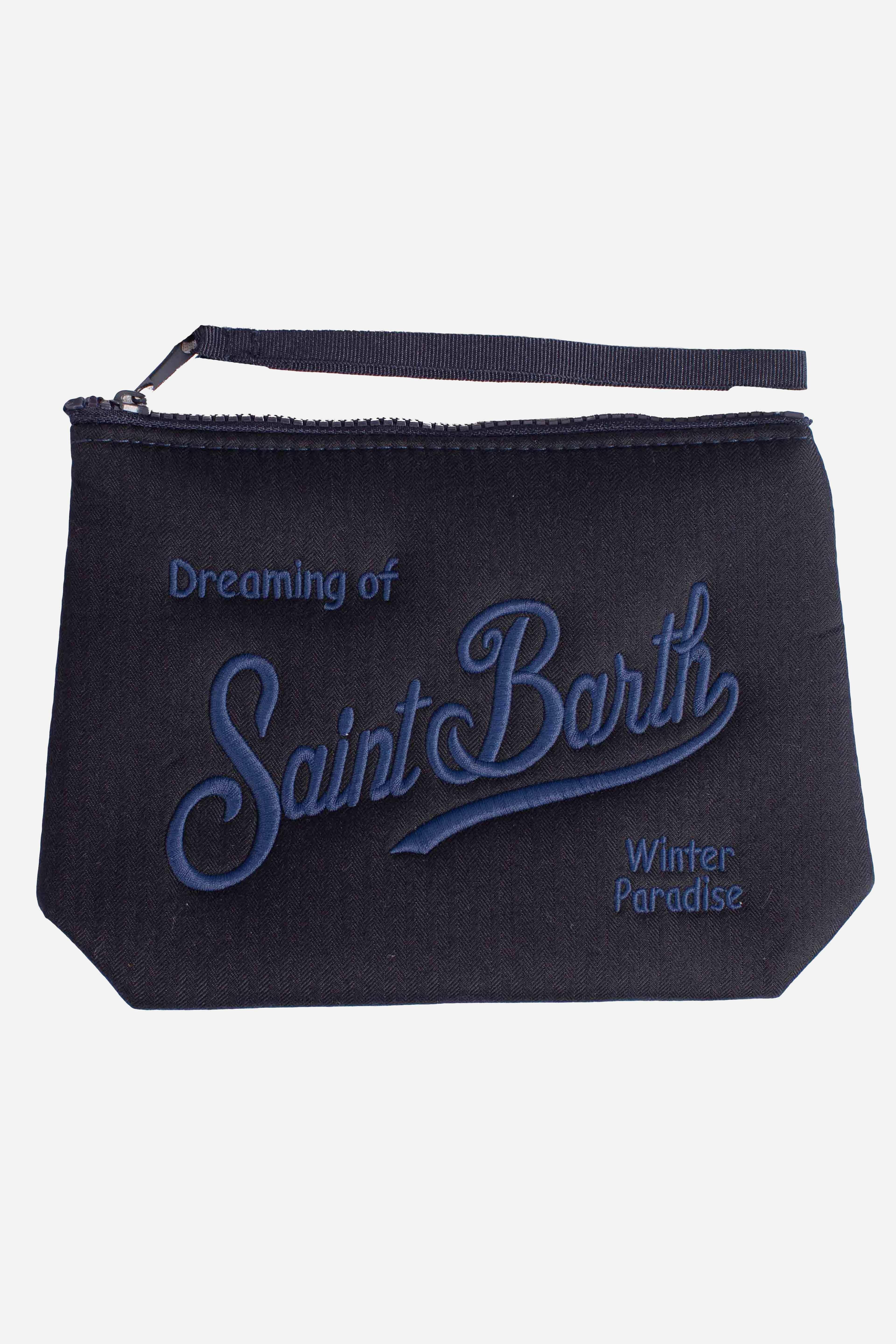 Pochette Aline Blu Notte effetto spigato - "Dreaming of Saint Barth Winter Paradise" ALI002504169I MC2 SAINT BARTH