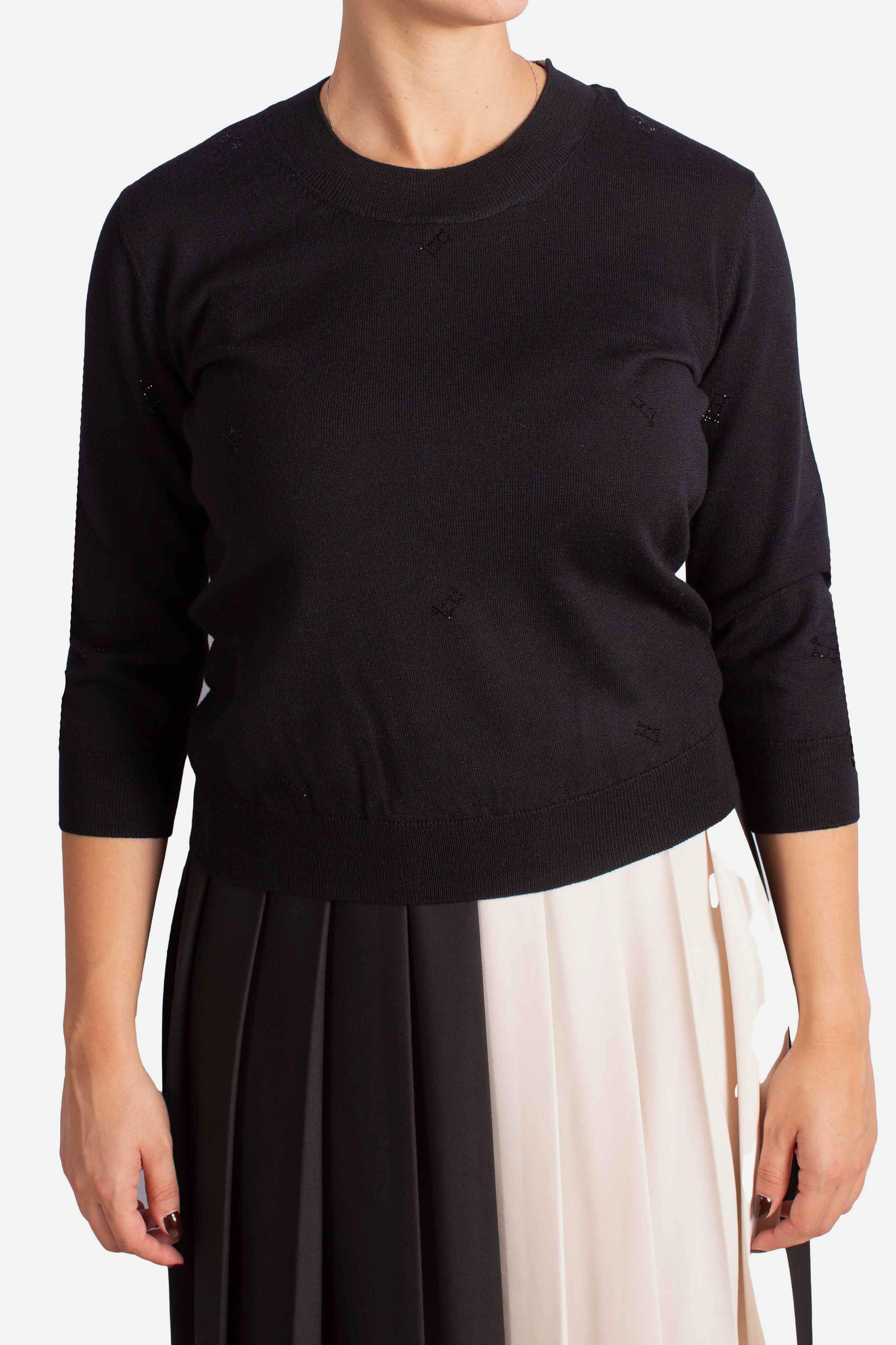Maglia Donna nera in Lana con Micro Logo Oro MG000210D701669300 HERNO