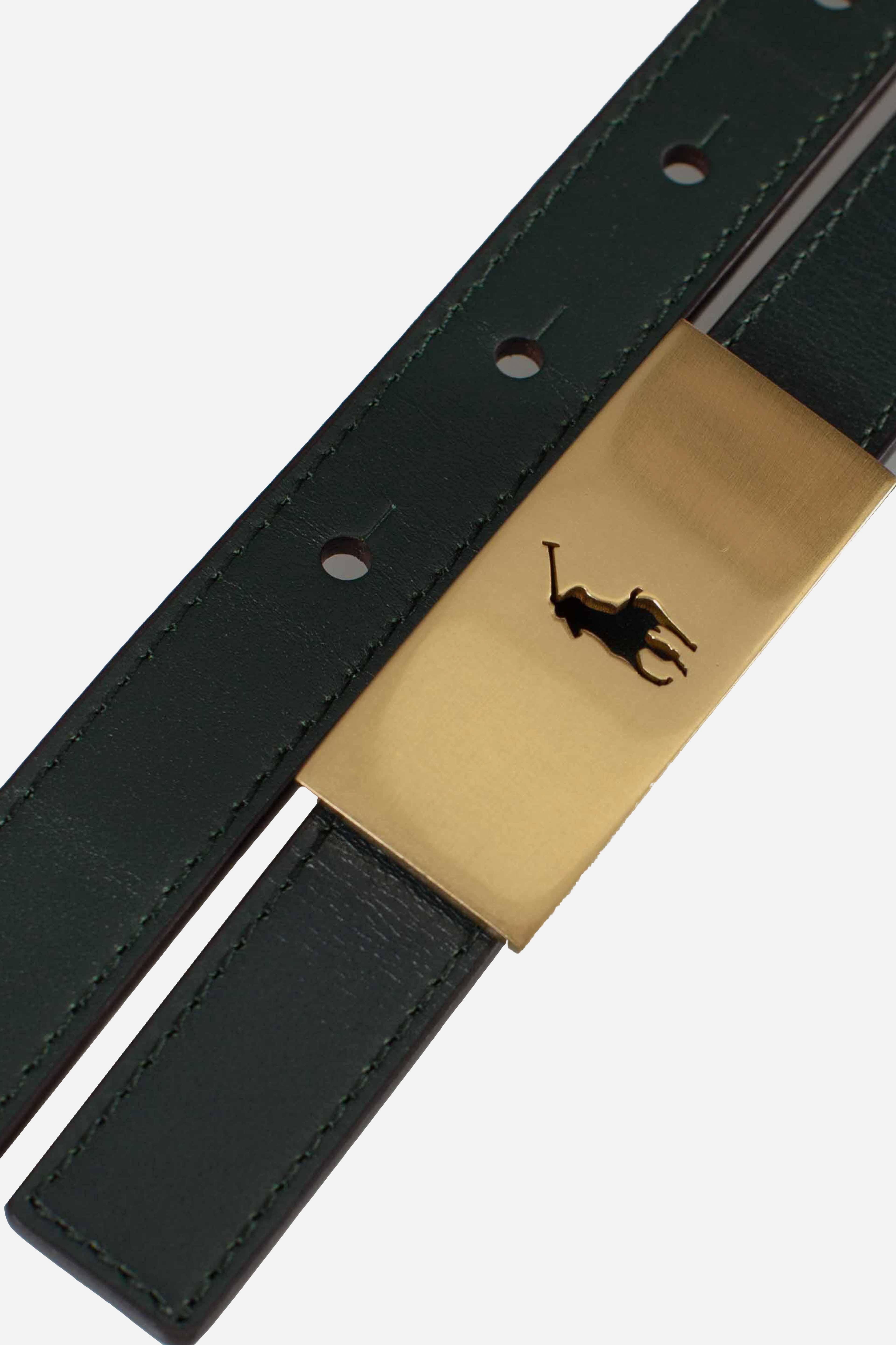 CINTURA REVERSIBILE IN PELLE VACHETTA POLO ID CUOIO e VERDE 429895825007 POLO RALPH LAUREN