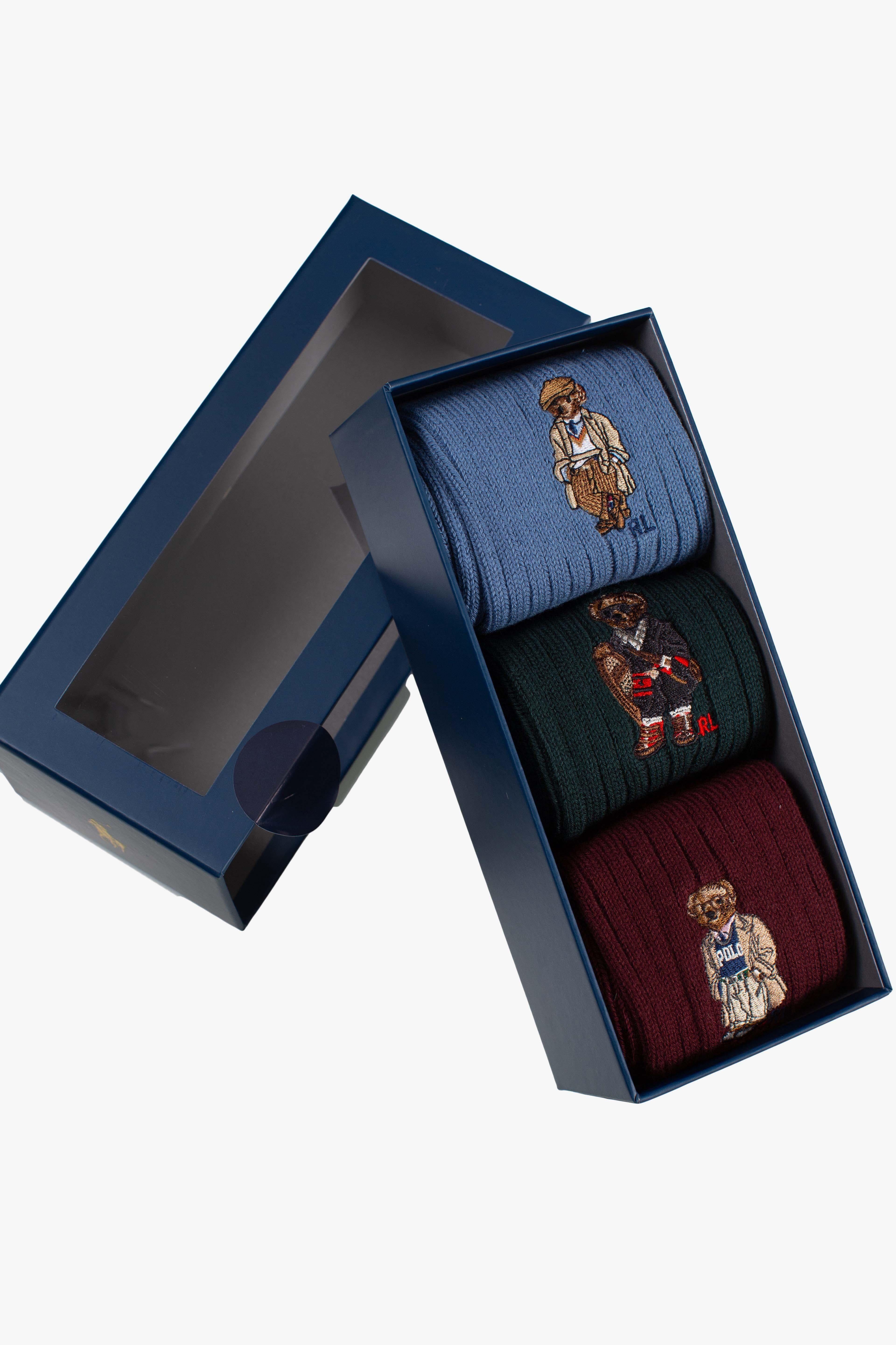 Set regalo 3 paia di calze Polo Bear blue green wine 449P04718001 POLO RALPH LAUREN