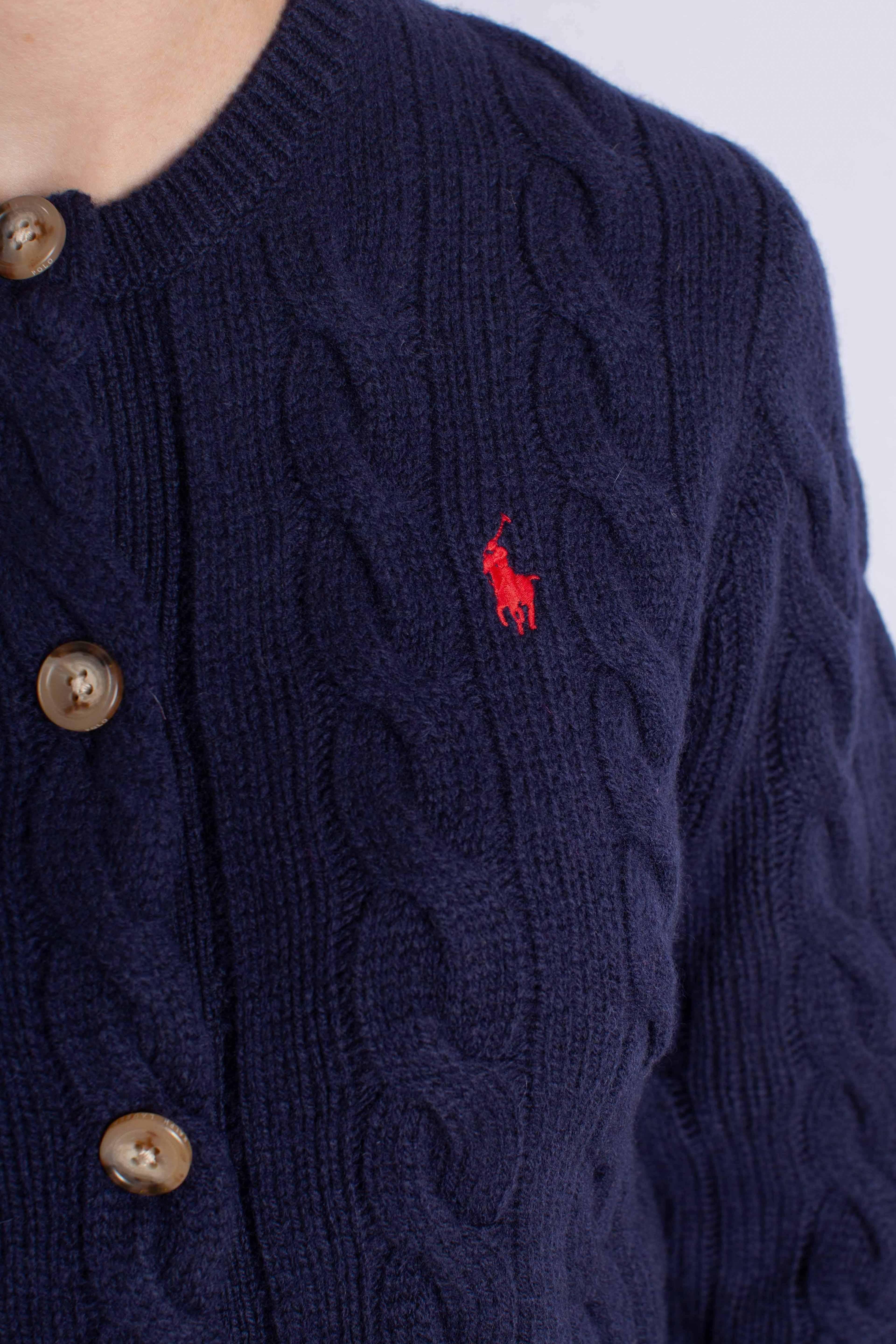 Cardigan a trecce in lana e cashmere blue 211972104004 POLO RALPH LAUREN