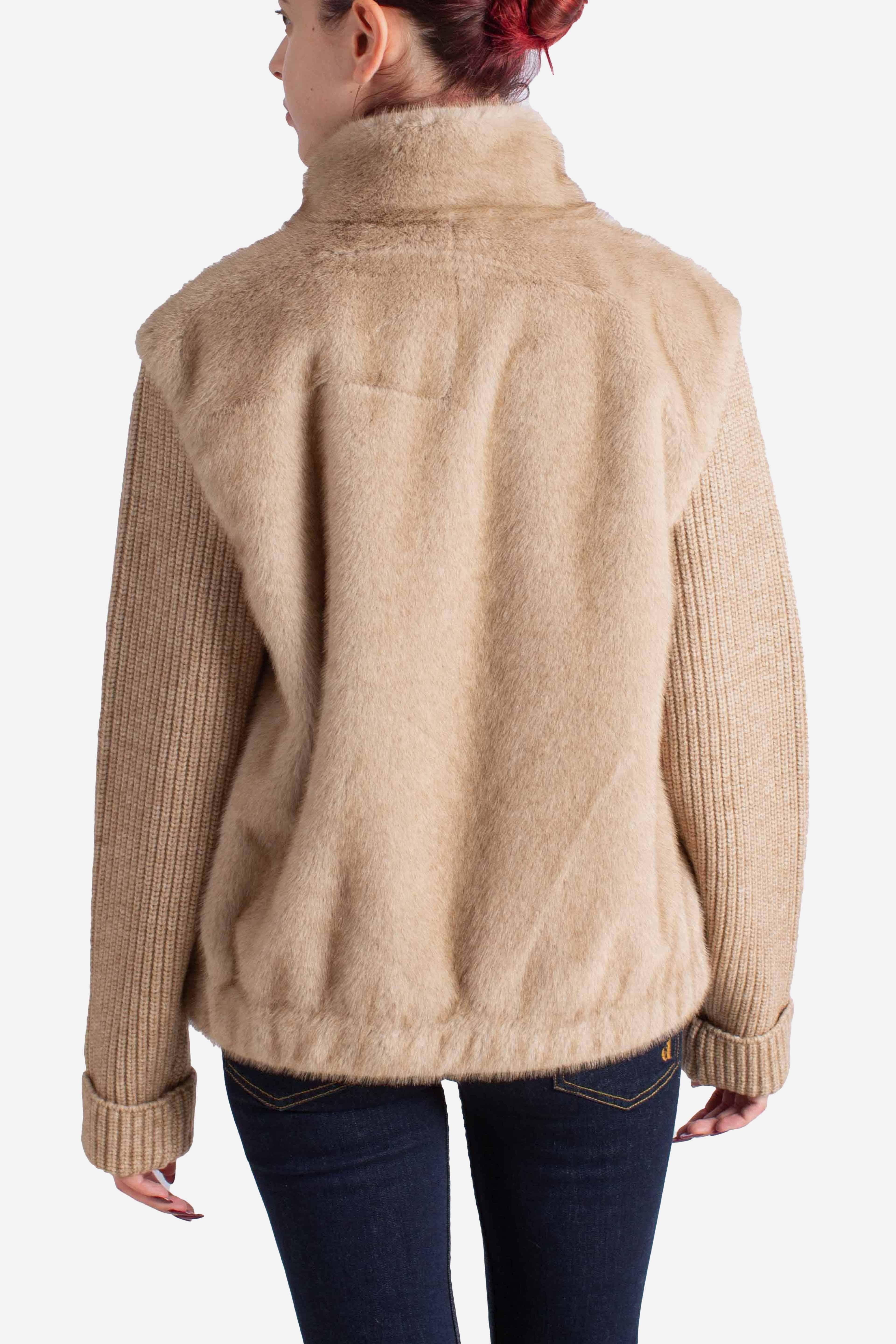 Giacca in Maglia e pelliccia sintetica Beige AEL000100232I MC2 SAINT BARTH