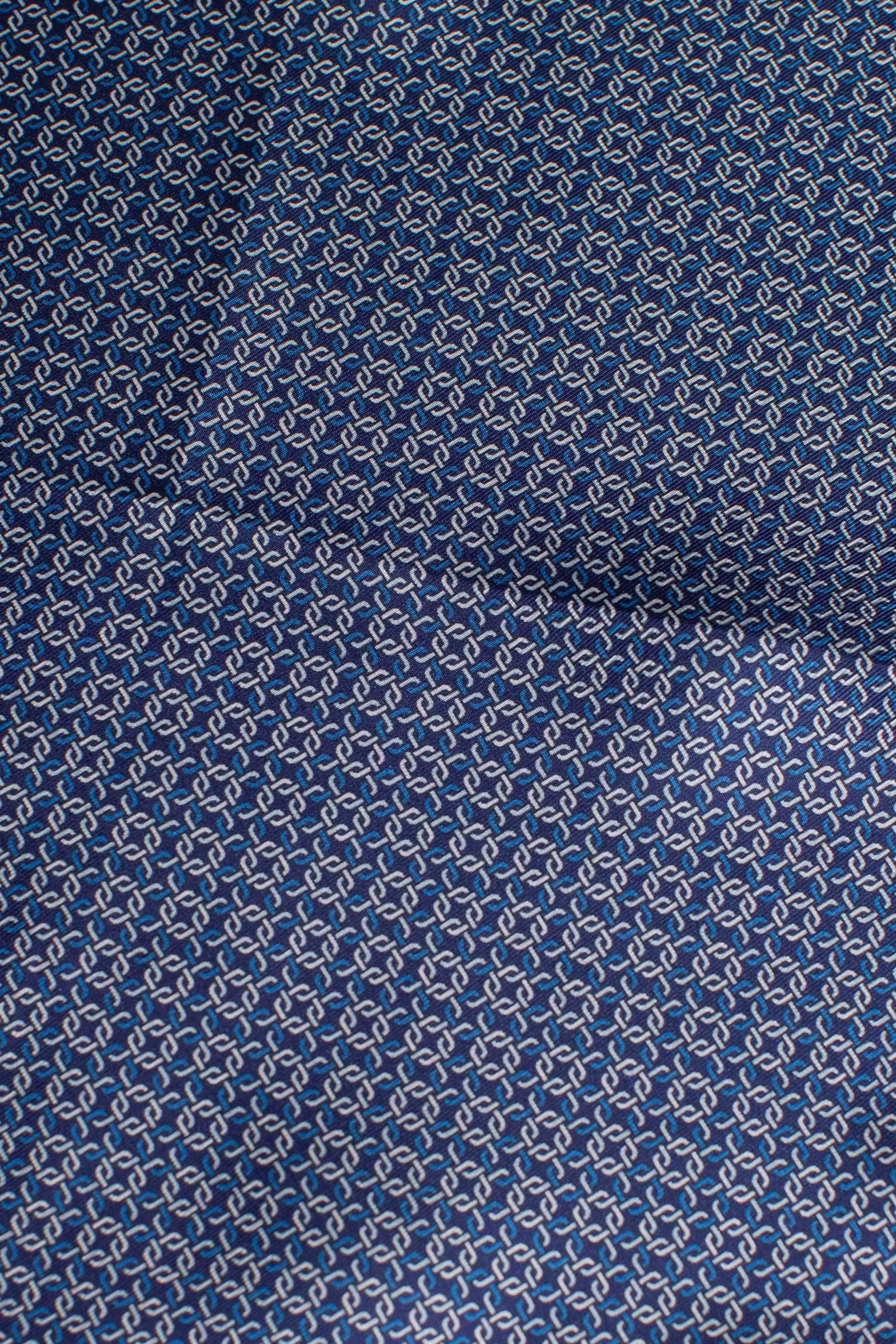 Pochette in seta stampa dandy rombi blu IJ44742009 FEFE'