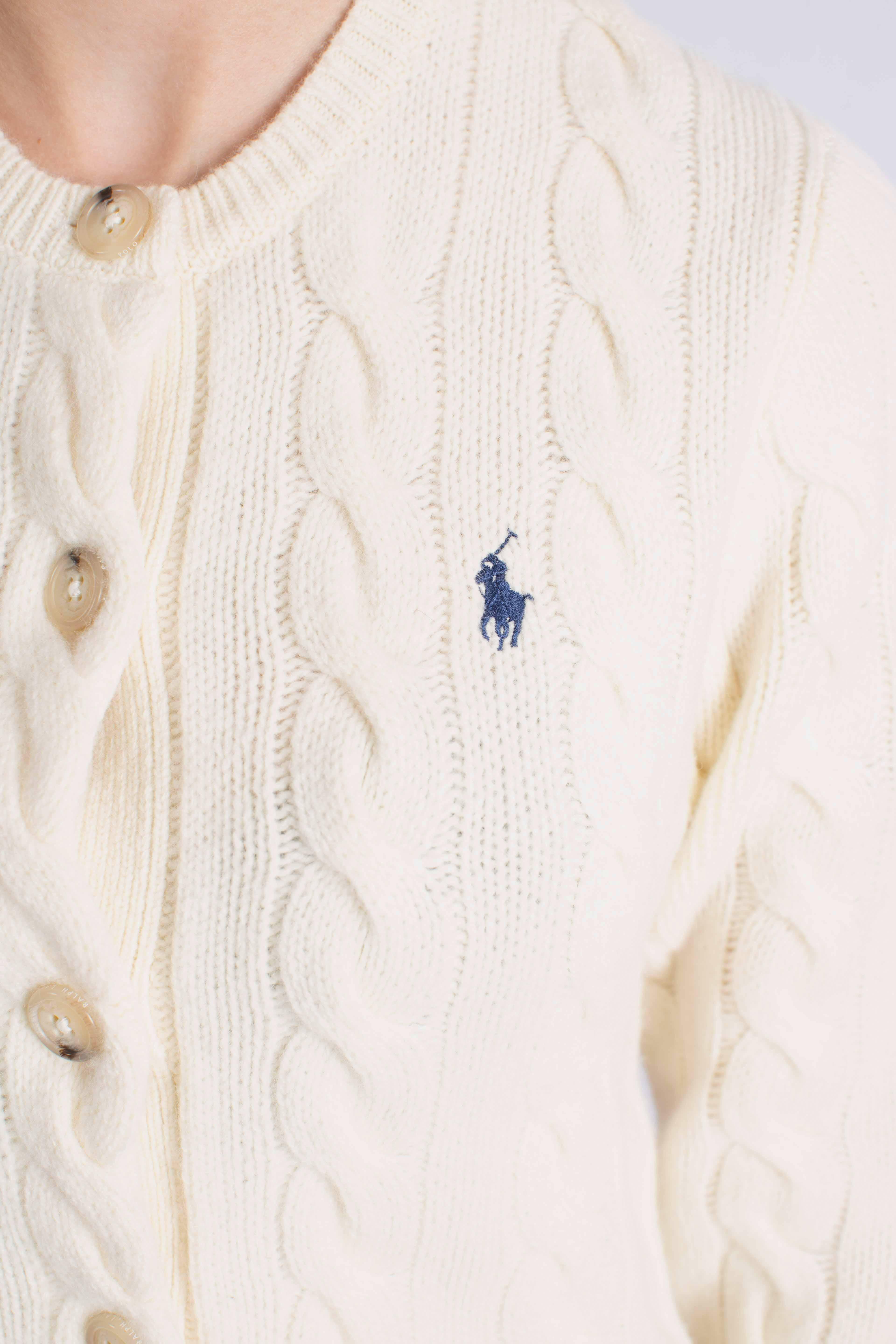 Cardigan a trecce in lana e cashmere white 211972104002 POLO RALPH LAUREN