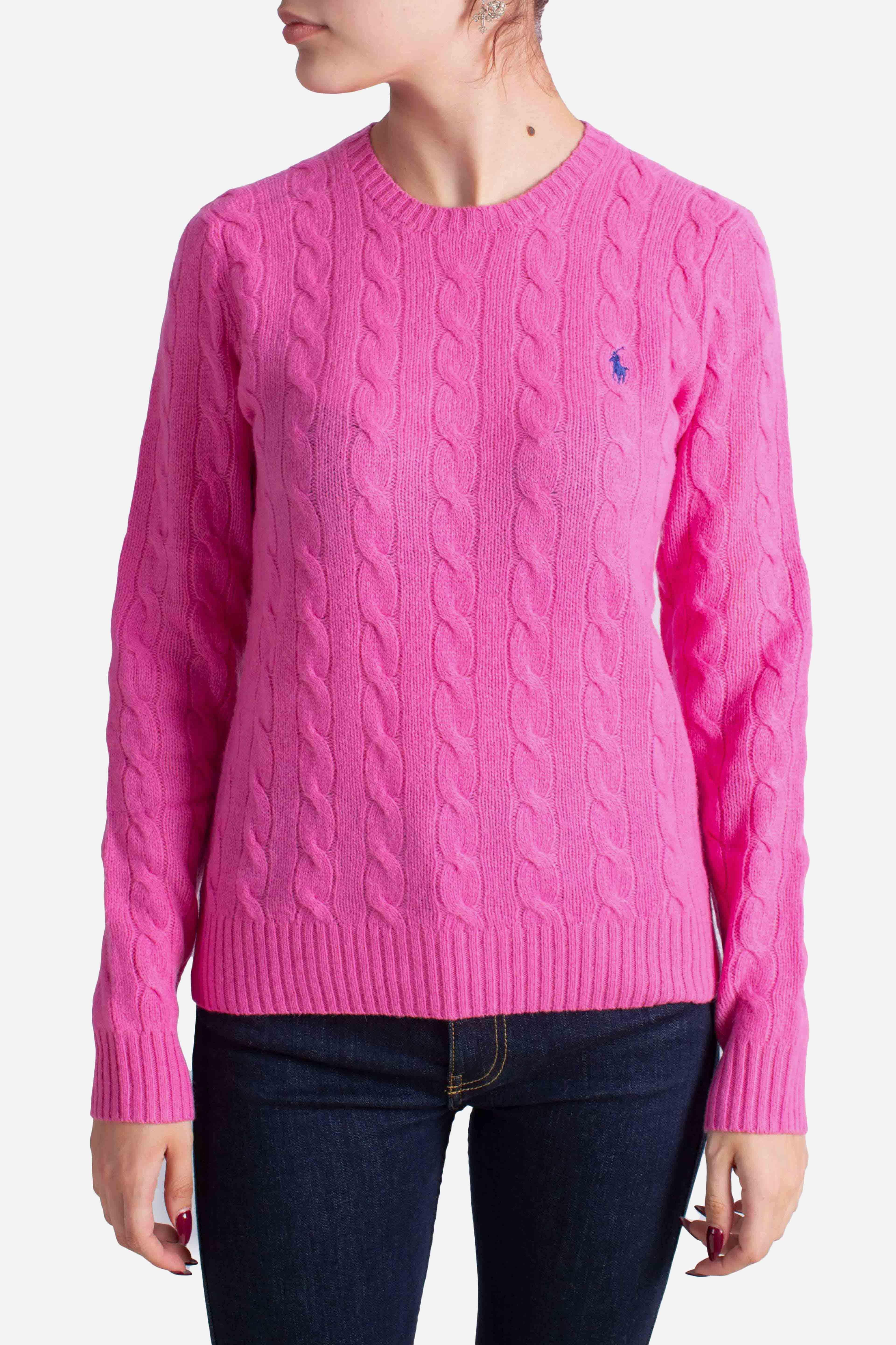 Girocollo in lana e cashmere a trecce pink 211971865008 POLO RALPH LAUREN