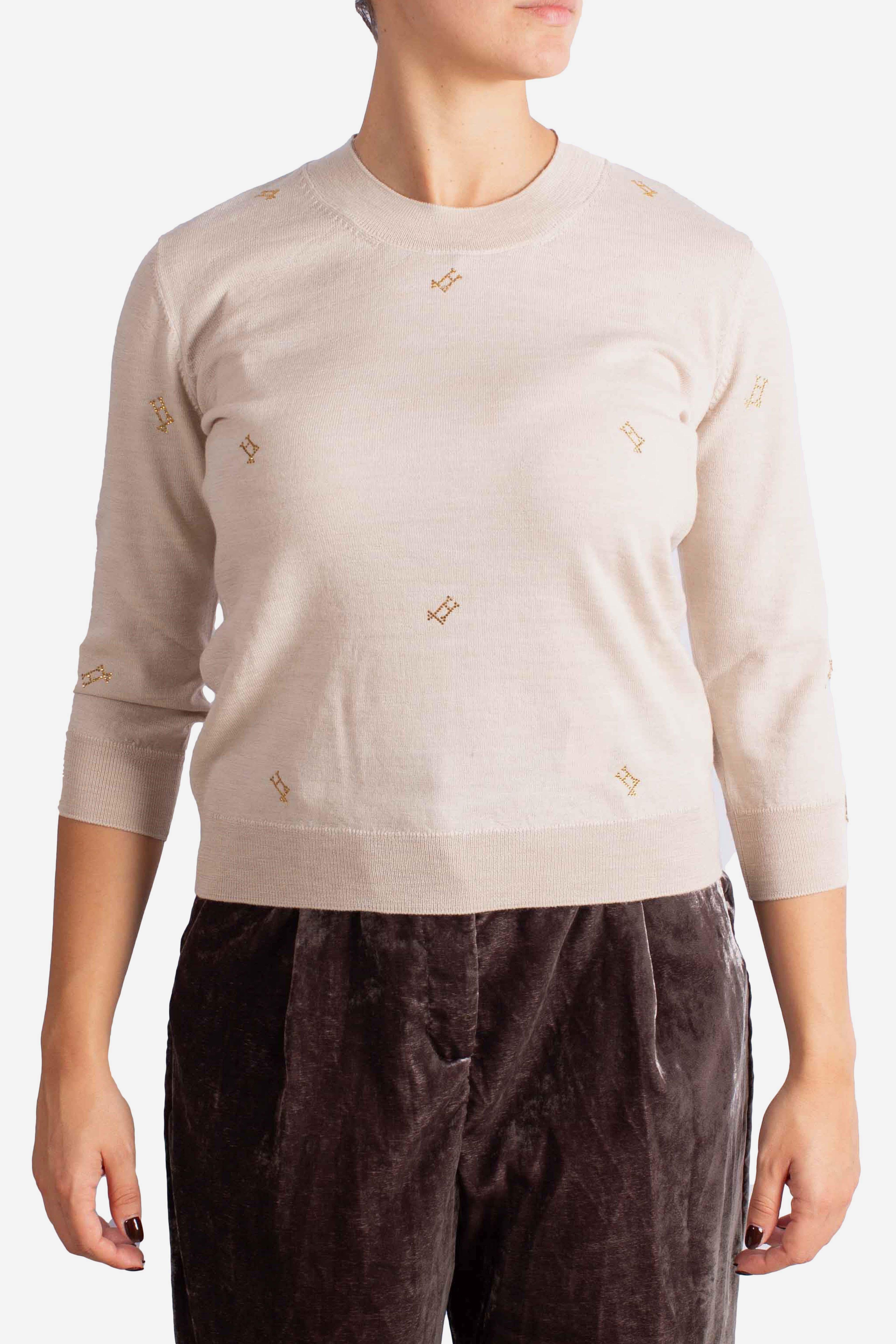 Maglia Donna chantilly in Lana con Micro Logo Oro MG000210D701661990 HERNO