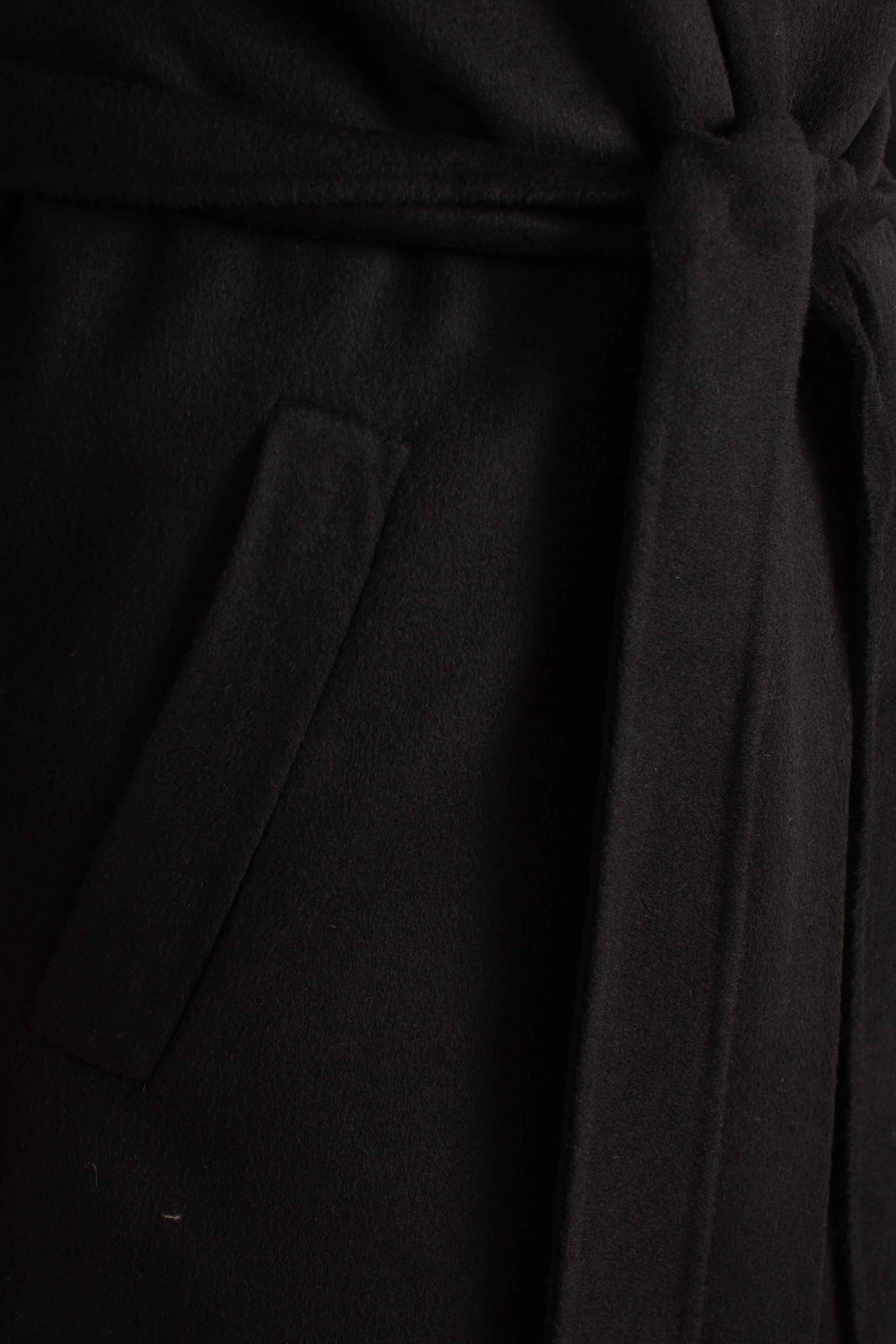Cappotto lungo con cappuccio e cintura nero K330Y006A1900 DIXIE