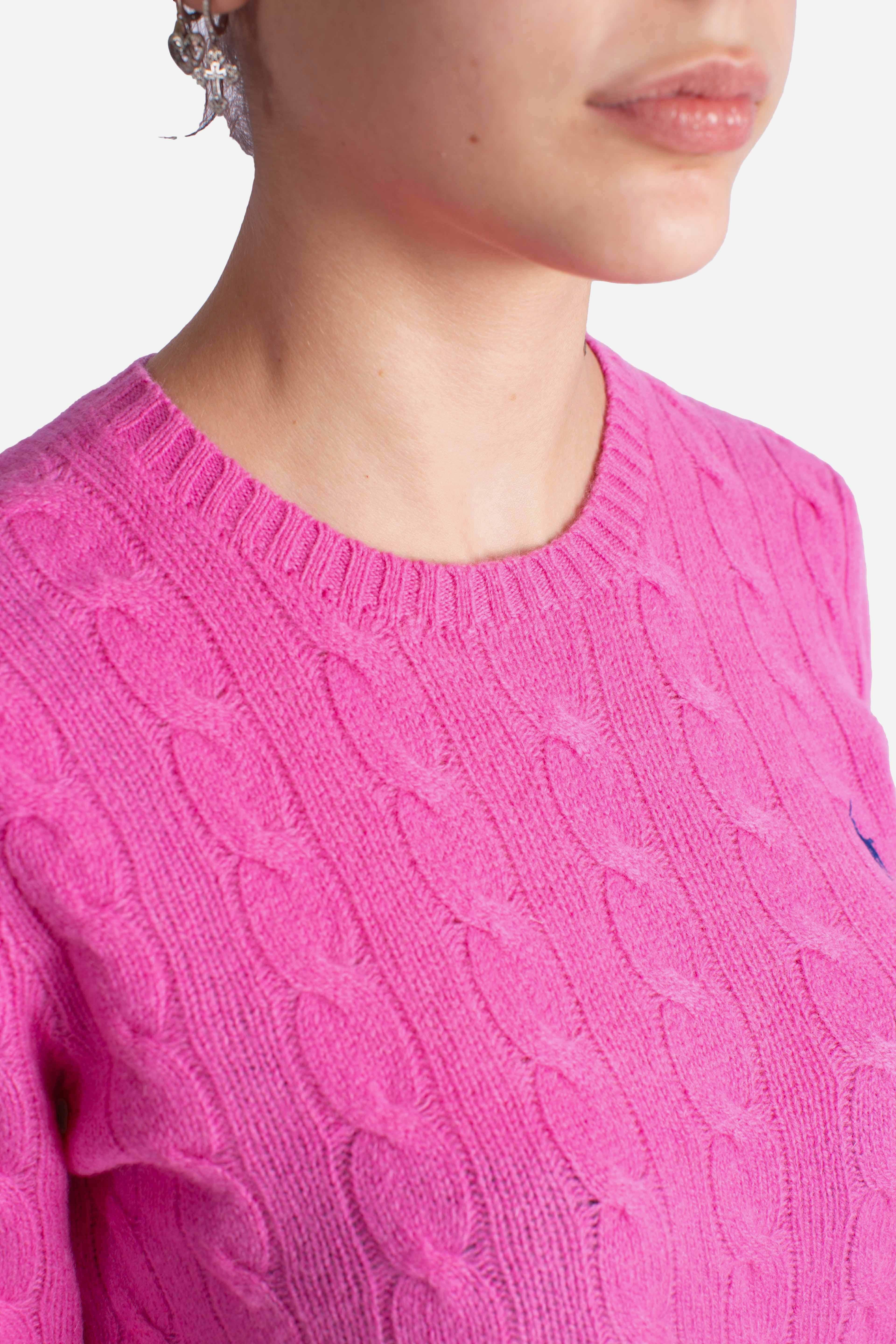 Girocollo in lana e cashmere a trecce pink 211971865008 POLO RALPH LAUREN