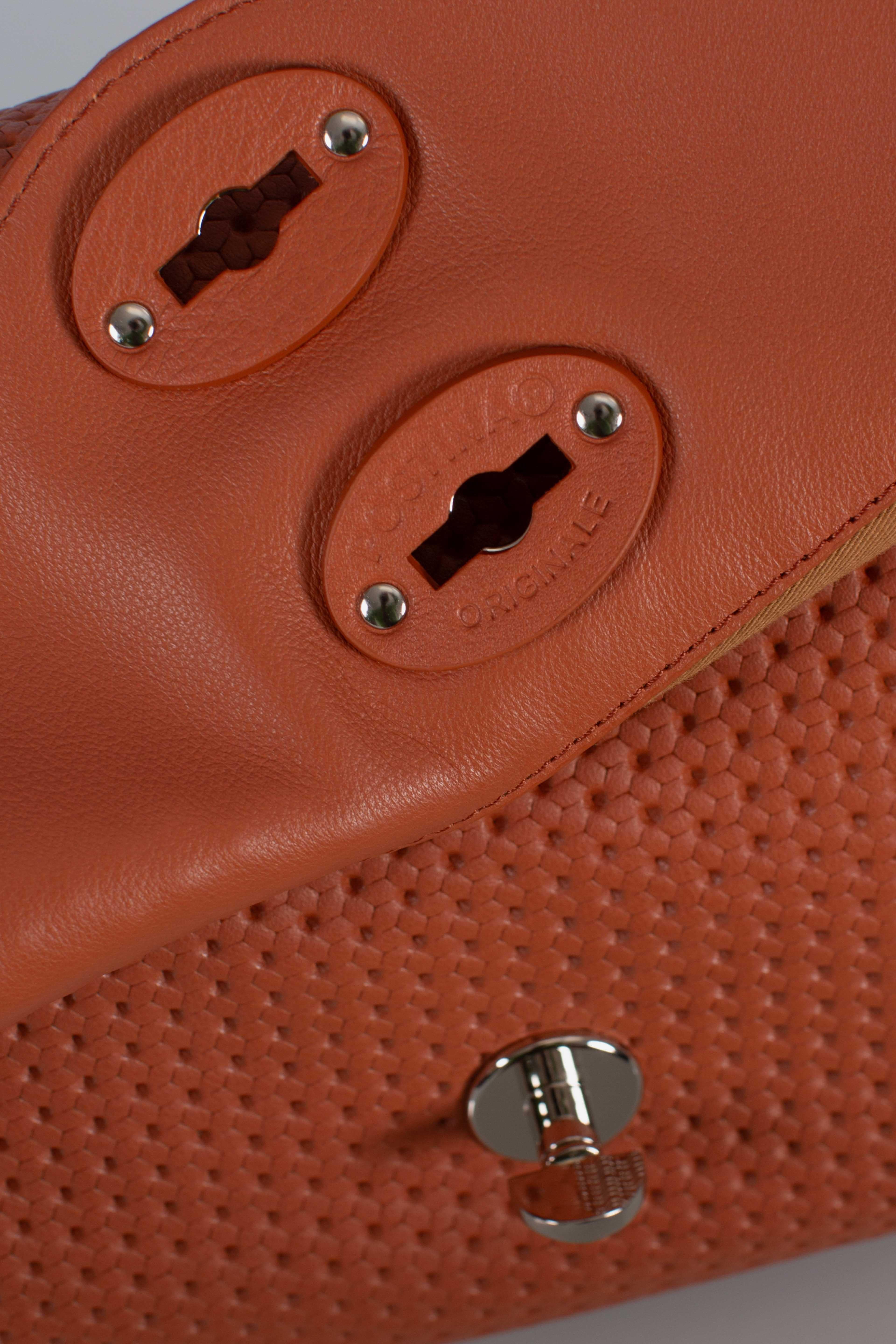 Borsa Postina S effetto intrecciato brown brandy 0680102190000SZ0203 ZANELLATO