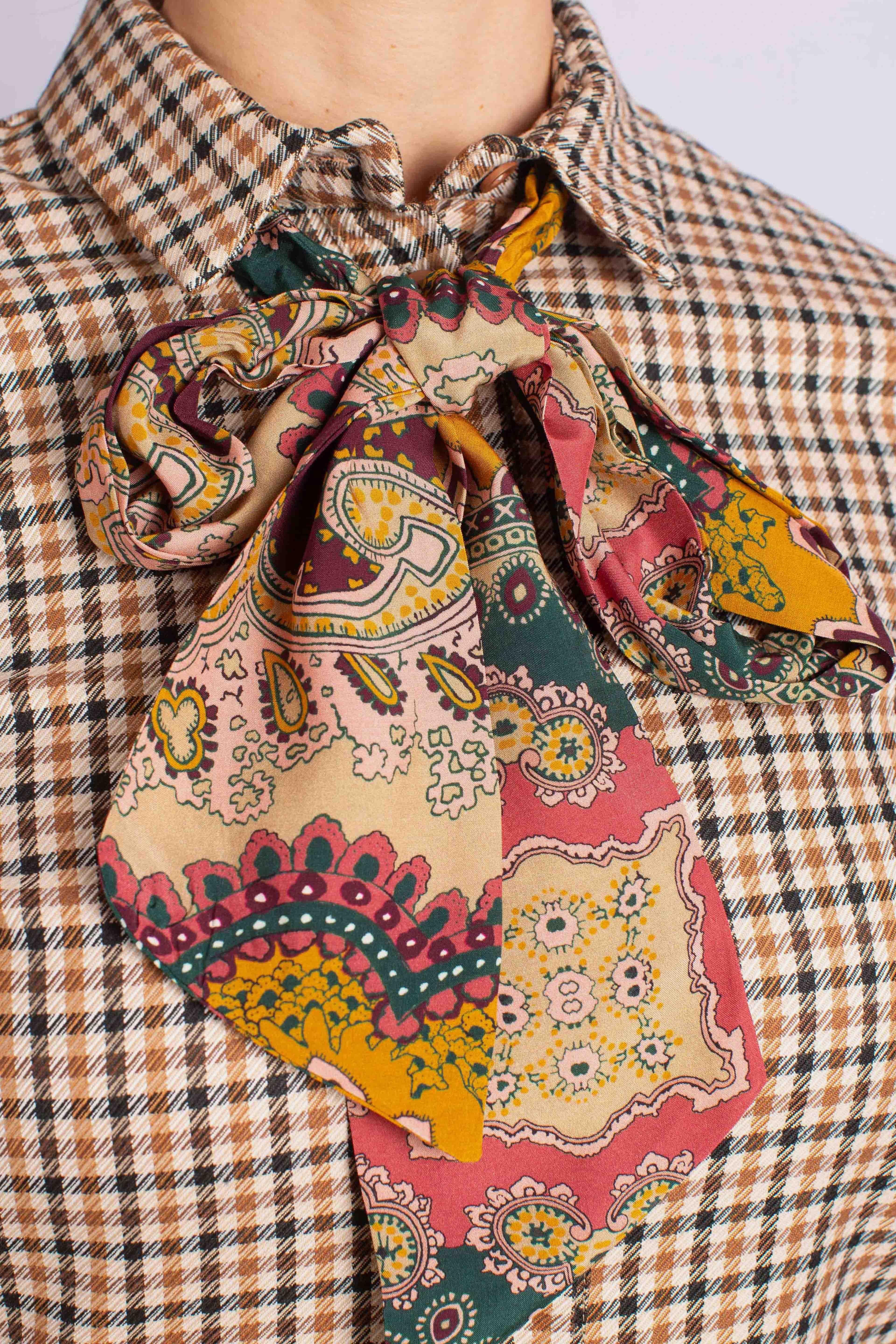 Abito corto a fantasia check con foulard ALO5KNFA1811 DIXIE