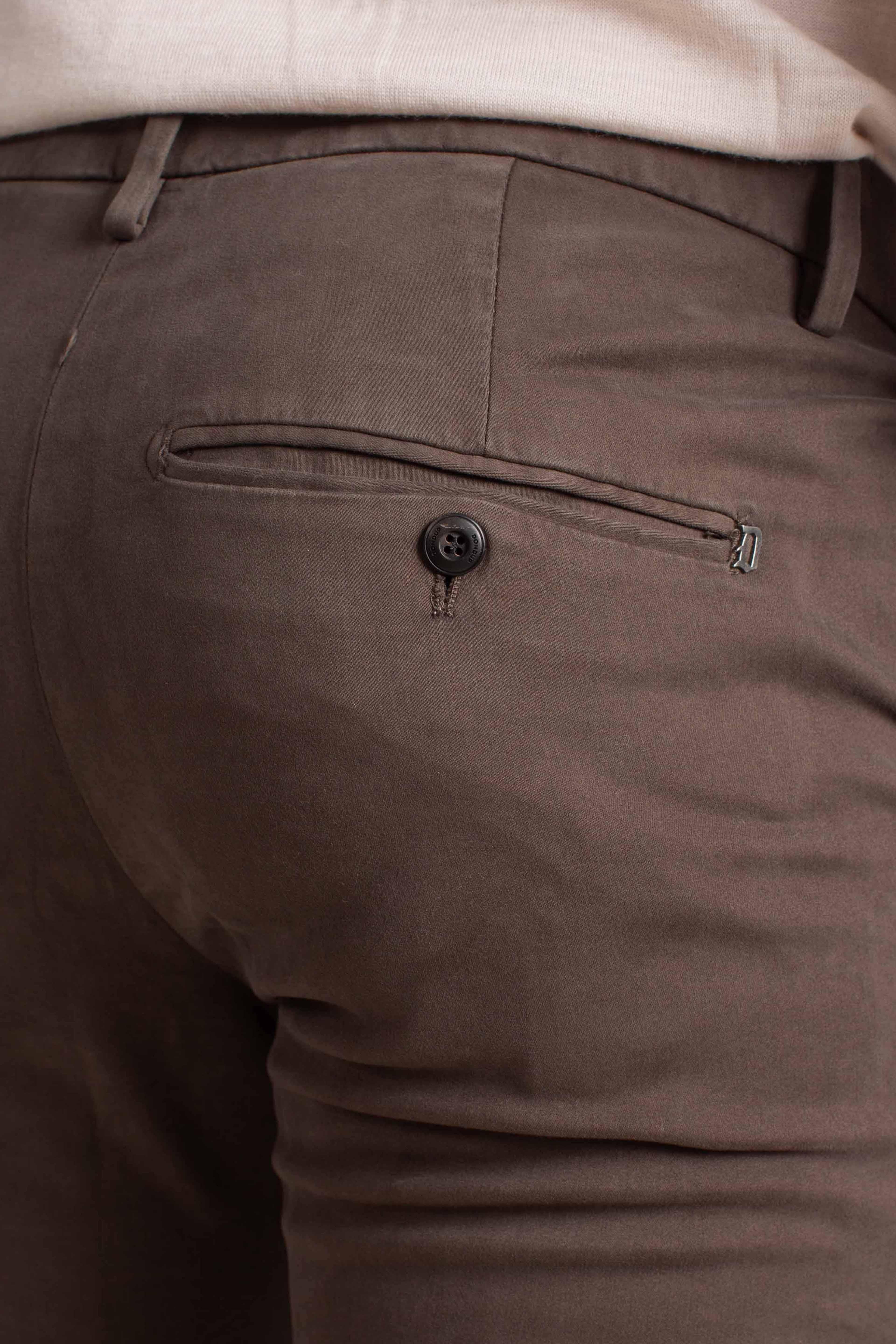 Pantaloni Slim Fit in Cotone Stretch moro UP235RSE032U671 DONDUP