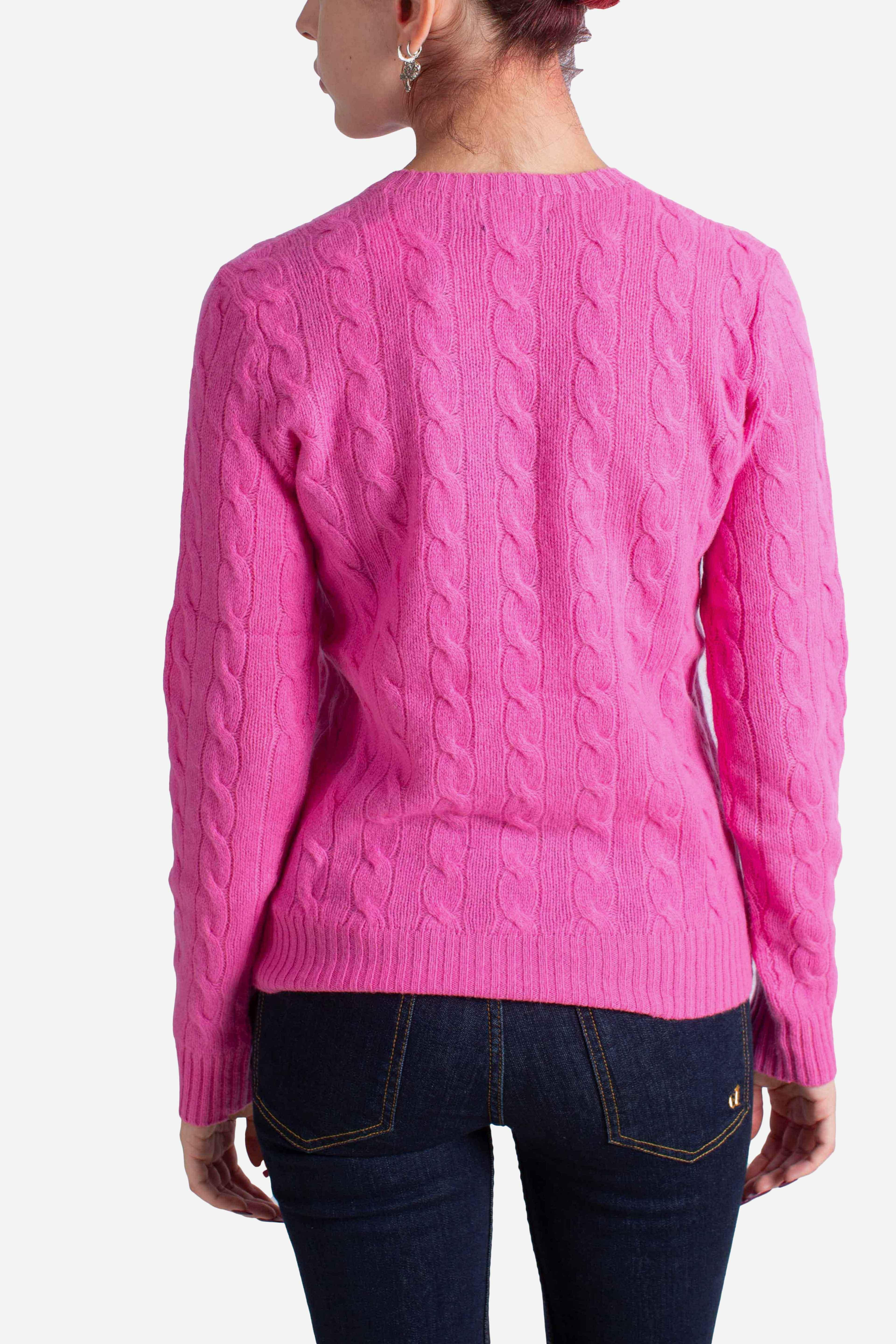 Girocollo in lana e cashmere a trecce pink 211971865008 POLO RALPH LAUREN