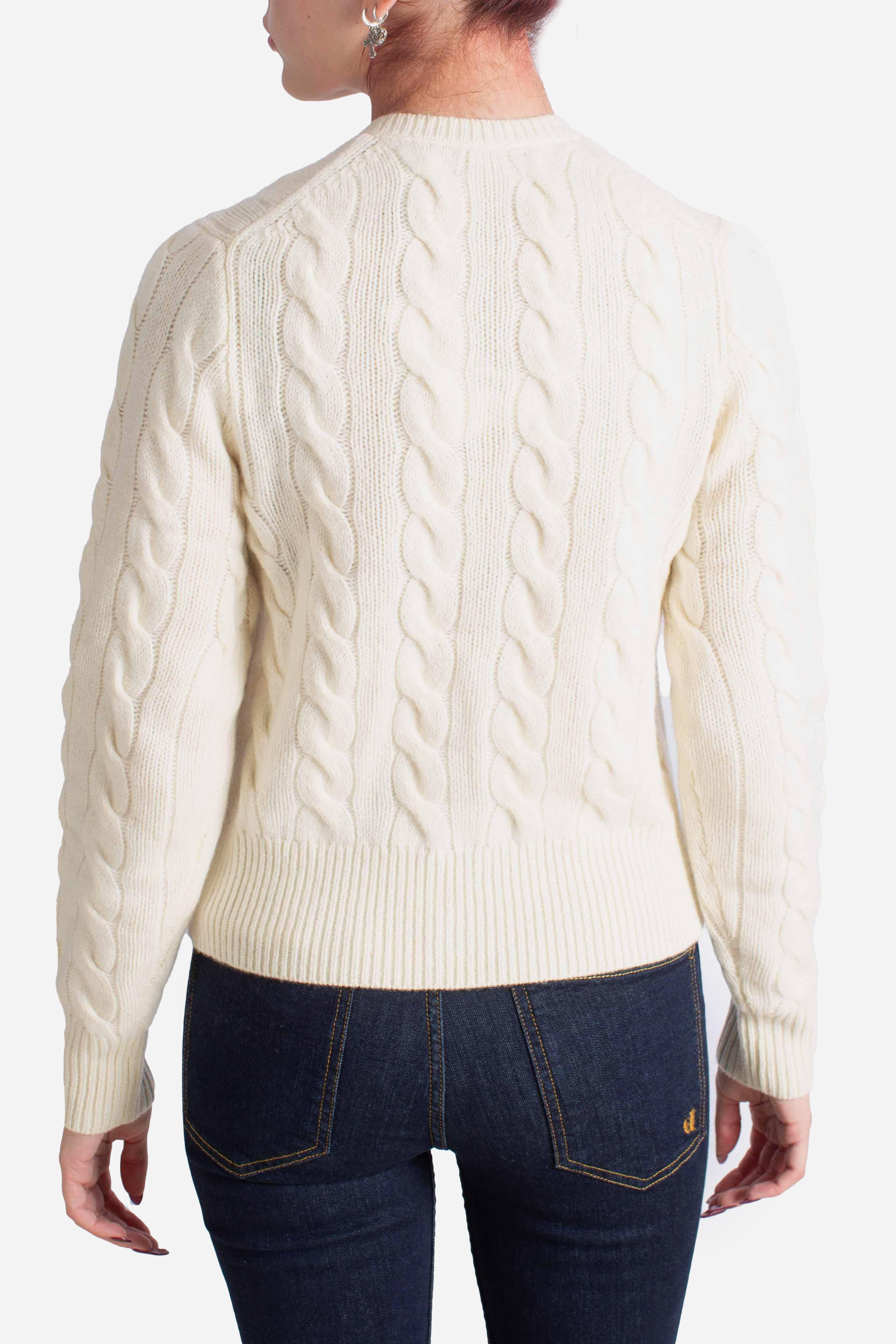 Cardigan a trecce in lana e cashmere white 211972104002 POLO RALPH LAUREN