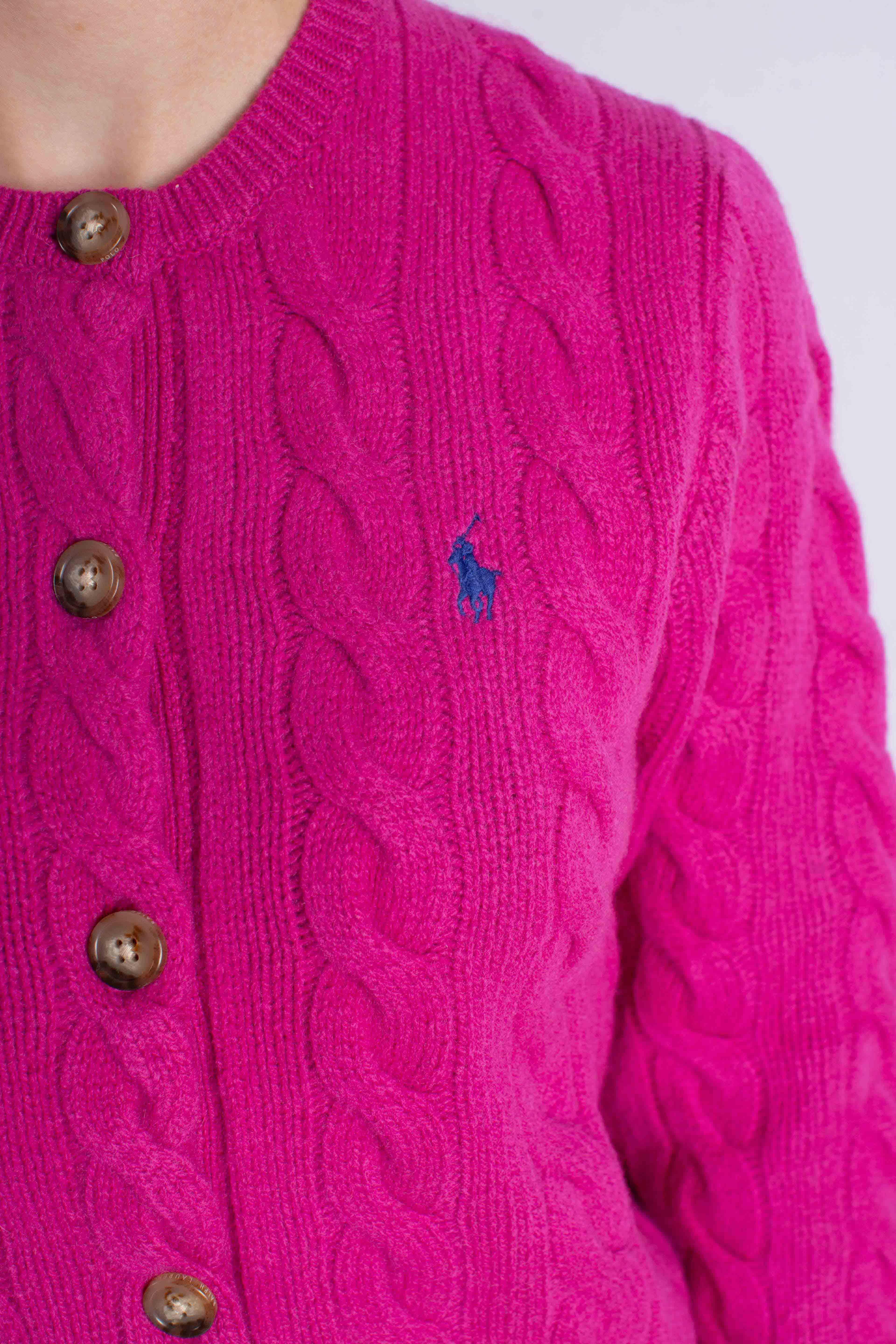 Cardigan a trecce in lana e cashmere pink 211972104006 POLO RALPH LAUREN