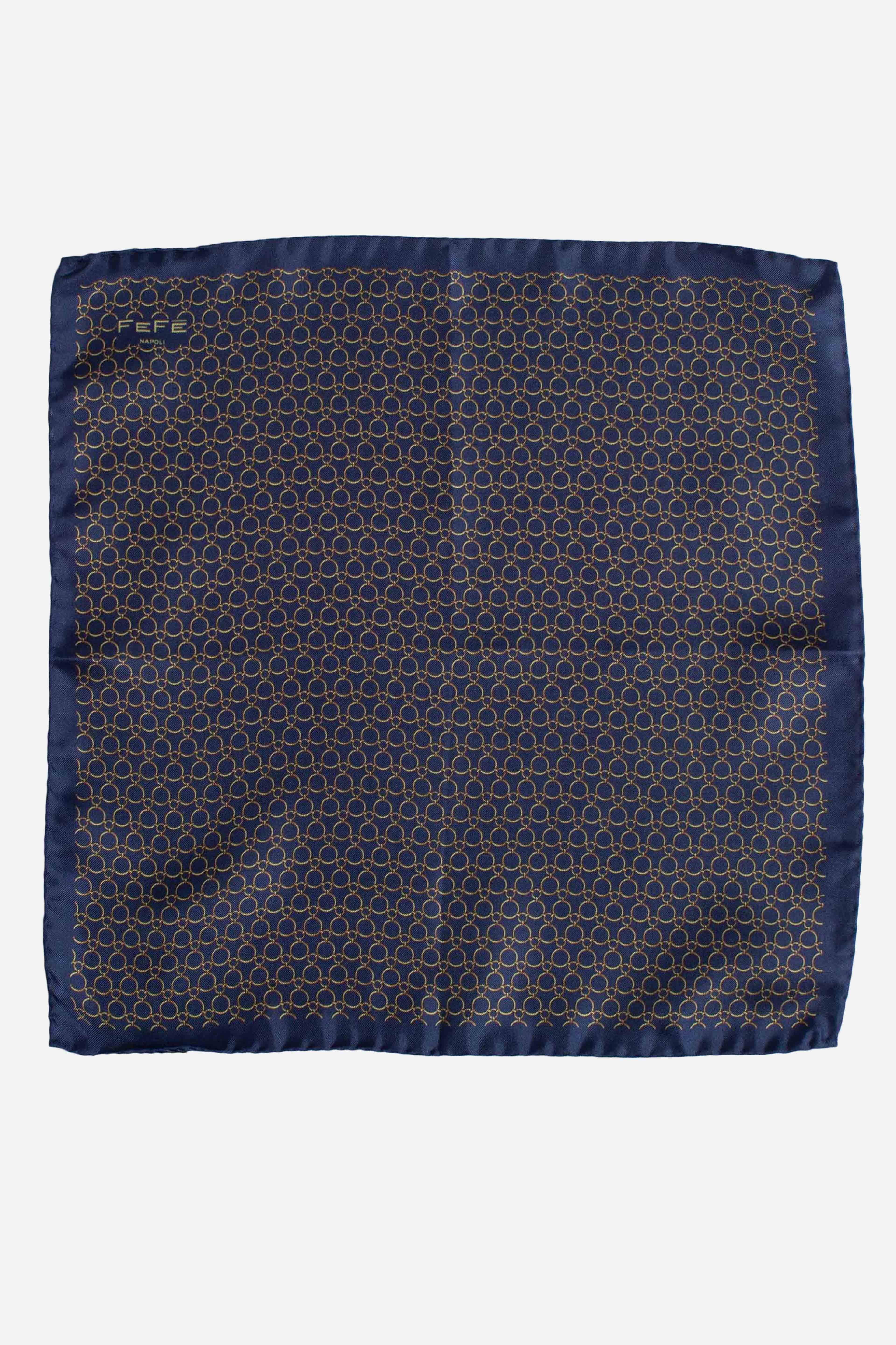 Pochette in seta stampa dandy catena oro blu SC19148100 FEFE'