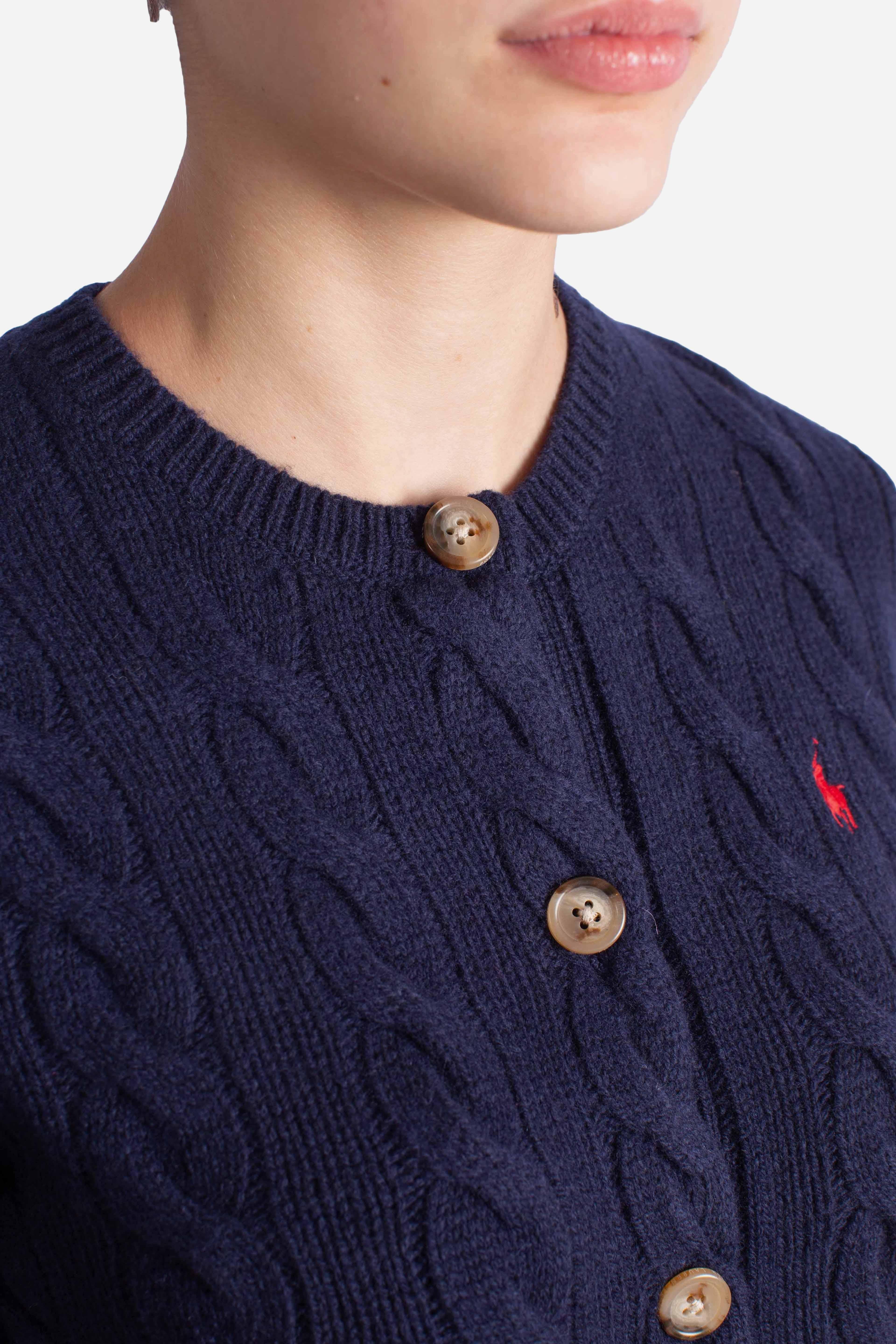 Cardigan a trecce in lana e cashmere blue 211972104004 POLO RALPH LAUREN