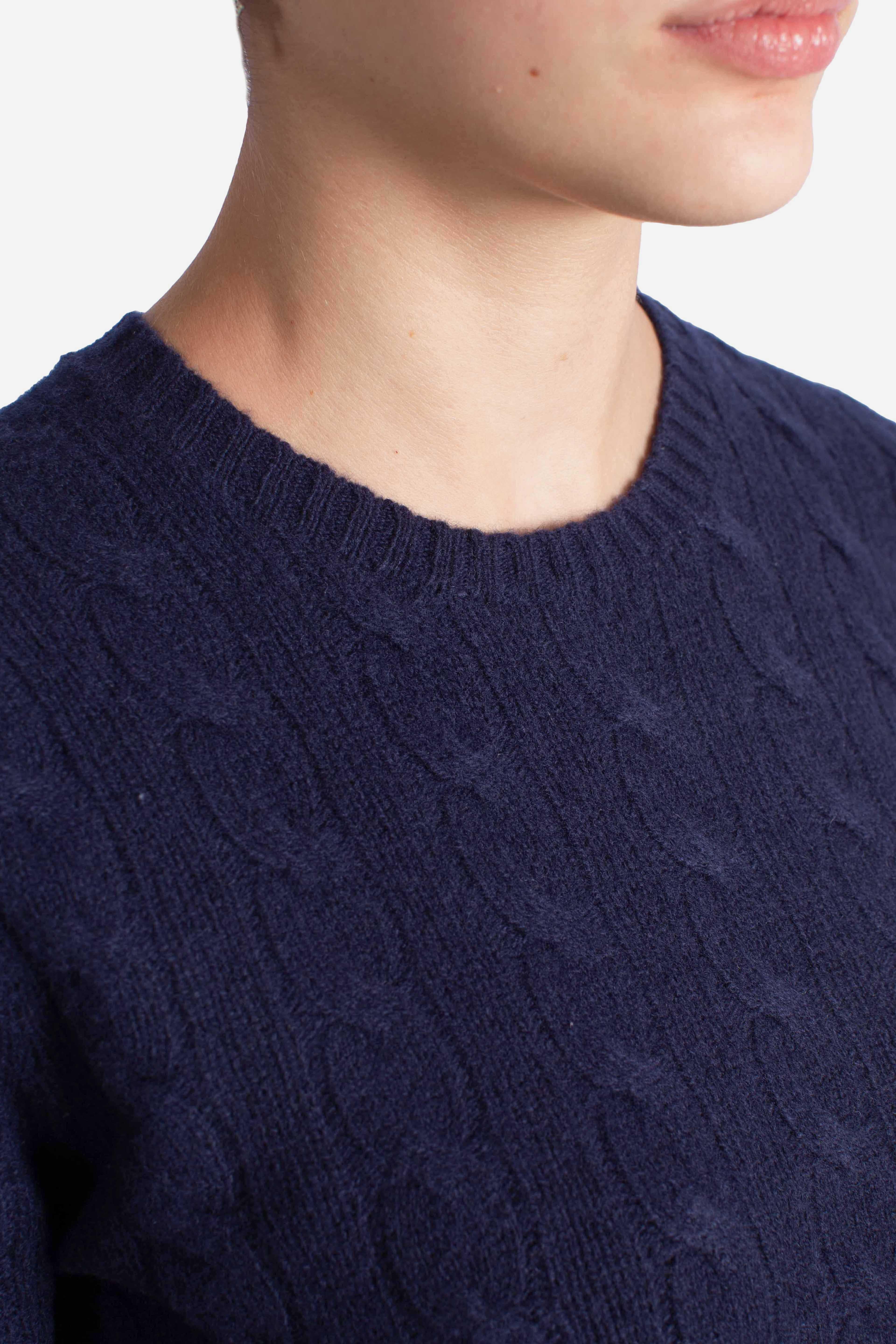 Girocollo in lana e cashmere a trecce blue 211971865003 POLO RALPH LAUREN