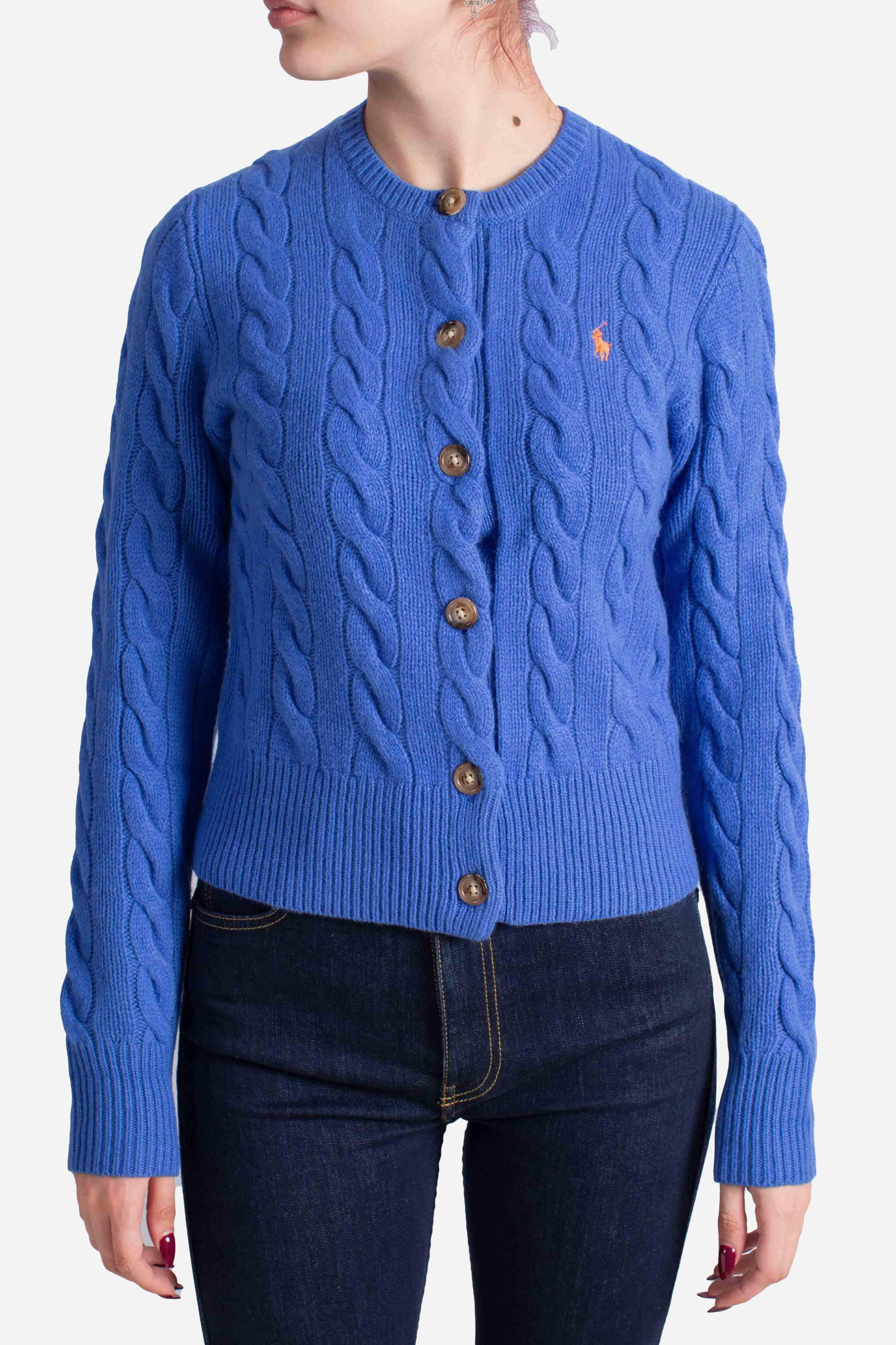 Cardigan a trecce in lana e cashmere blue 211972104012 POLO RALPH LAUREN