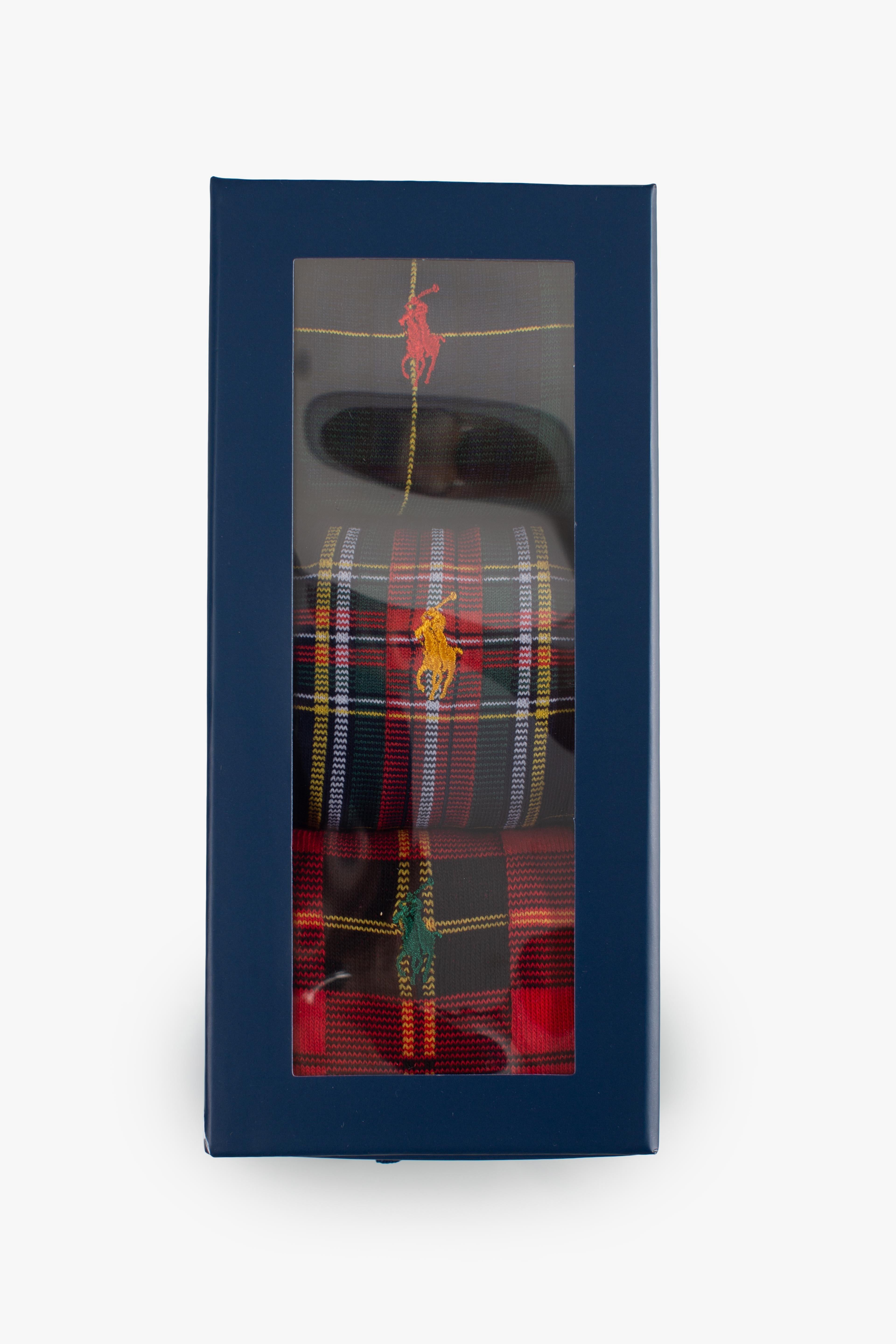 Set regalo 3 paia calze lunghe scozzesi tartan multicolor 449P04716001 POLO RALPH LAUREN