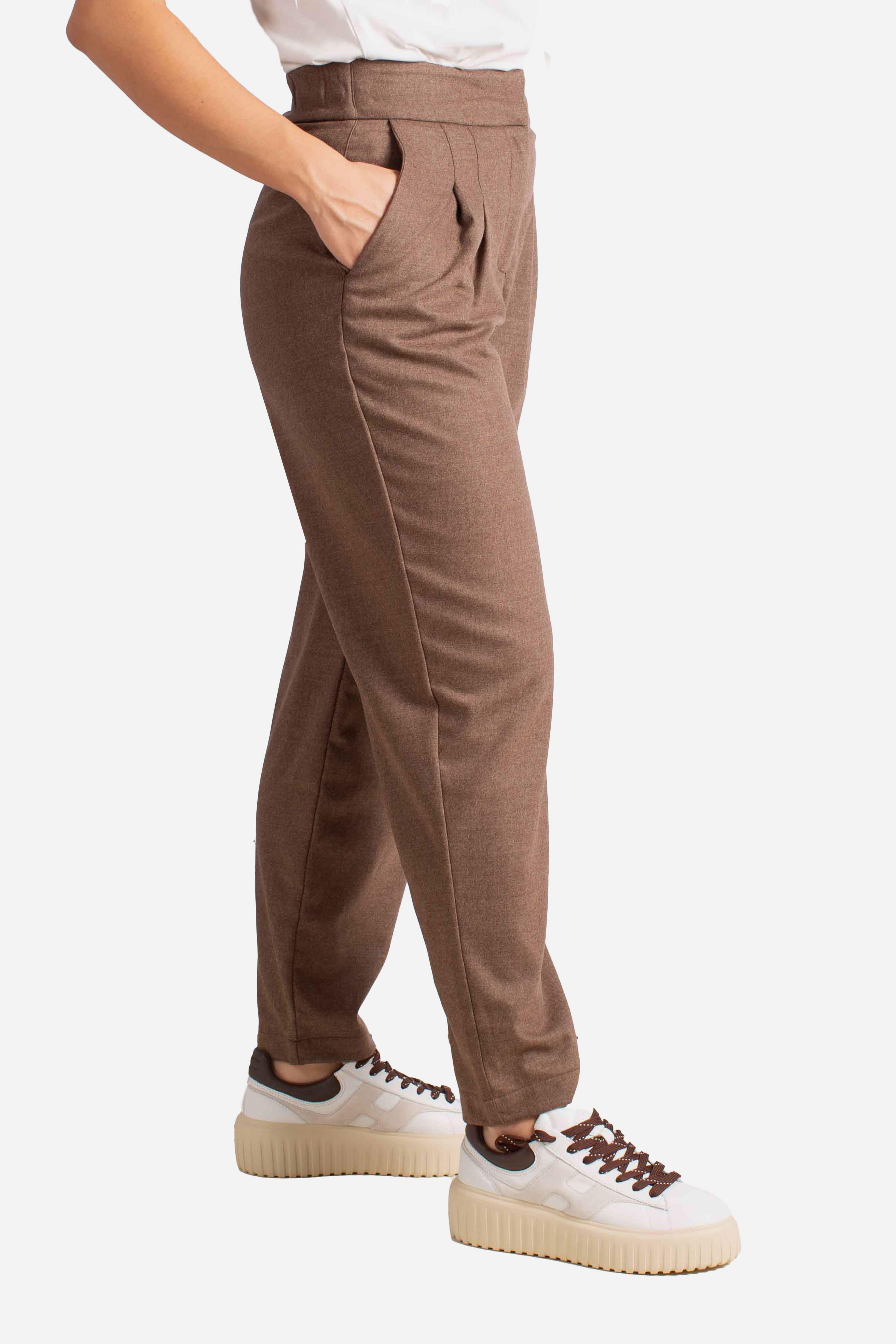 Pantalone Donna Vita Alta con Pinces Marrone 7627358800140 GRAN SASSO
